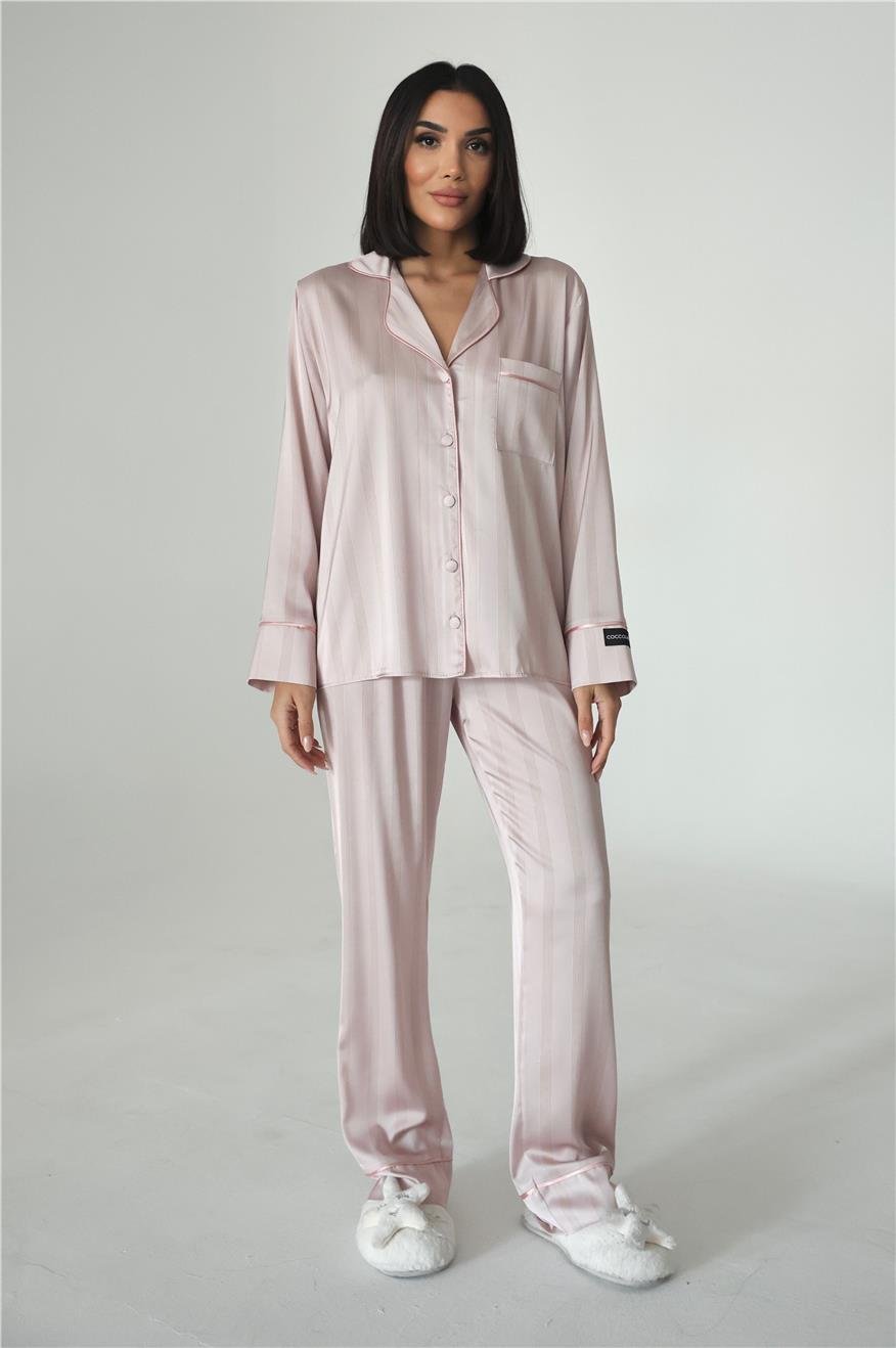 Sogni Lineari Saten Uzun Pijama Takımı LDK03