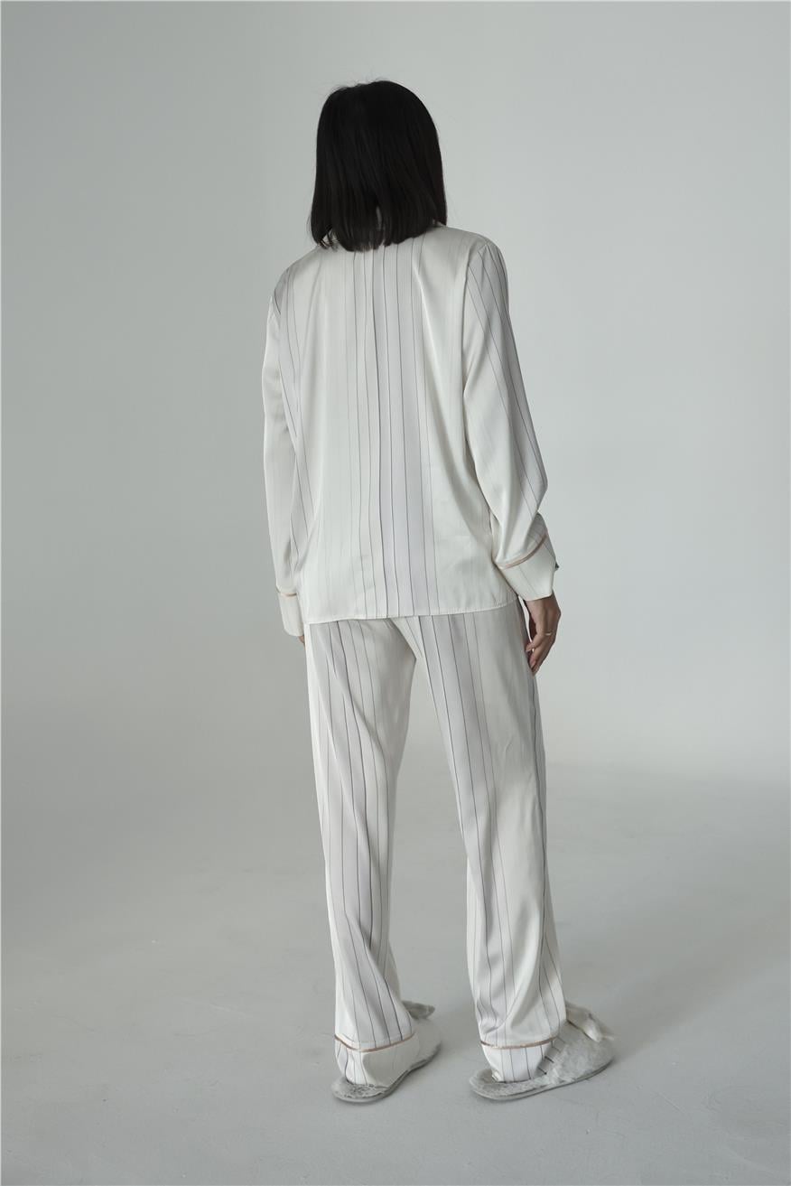 Sogni Lineari Saten Uzun Pijama Takımı LDK06