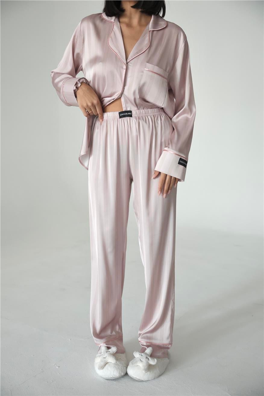 Sogni Lineari Saten Uzun Pijama Takımı LDK03