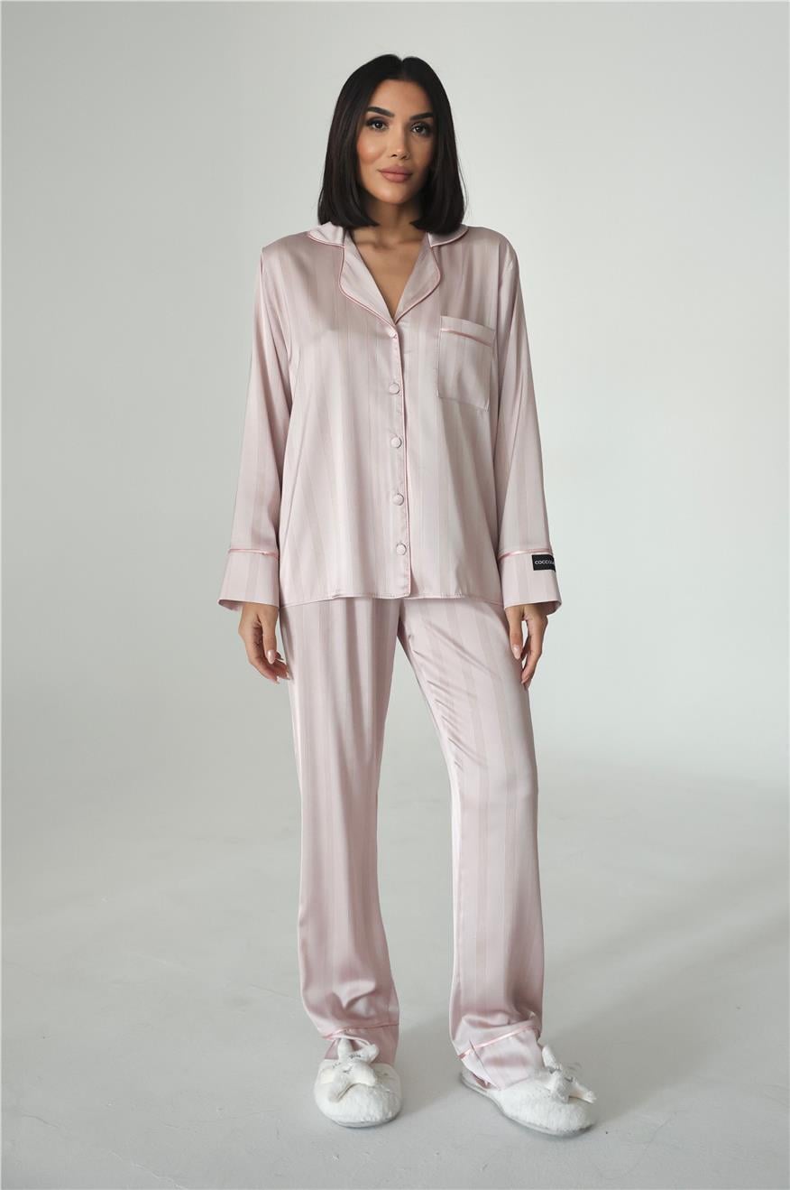Sogni Lineari Saten Uzun Pijama Takımı LDK03