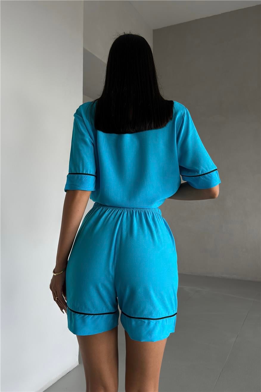 Sonno Luce Mavi Viskon Kısa Pijama Takımı