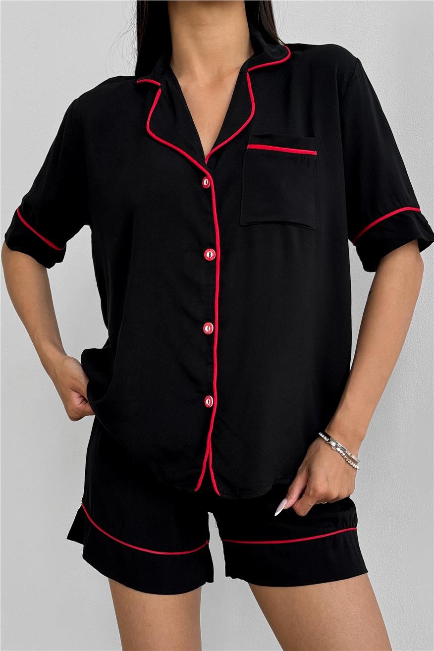 Sonno Luce Siyah Viskon Kısa Pijama Takımı
