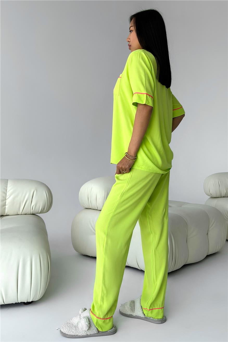 Sonno Luce Yeşil Viskon Kısa Kol Pantolon Pijama Takımı