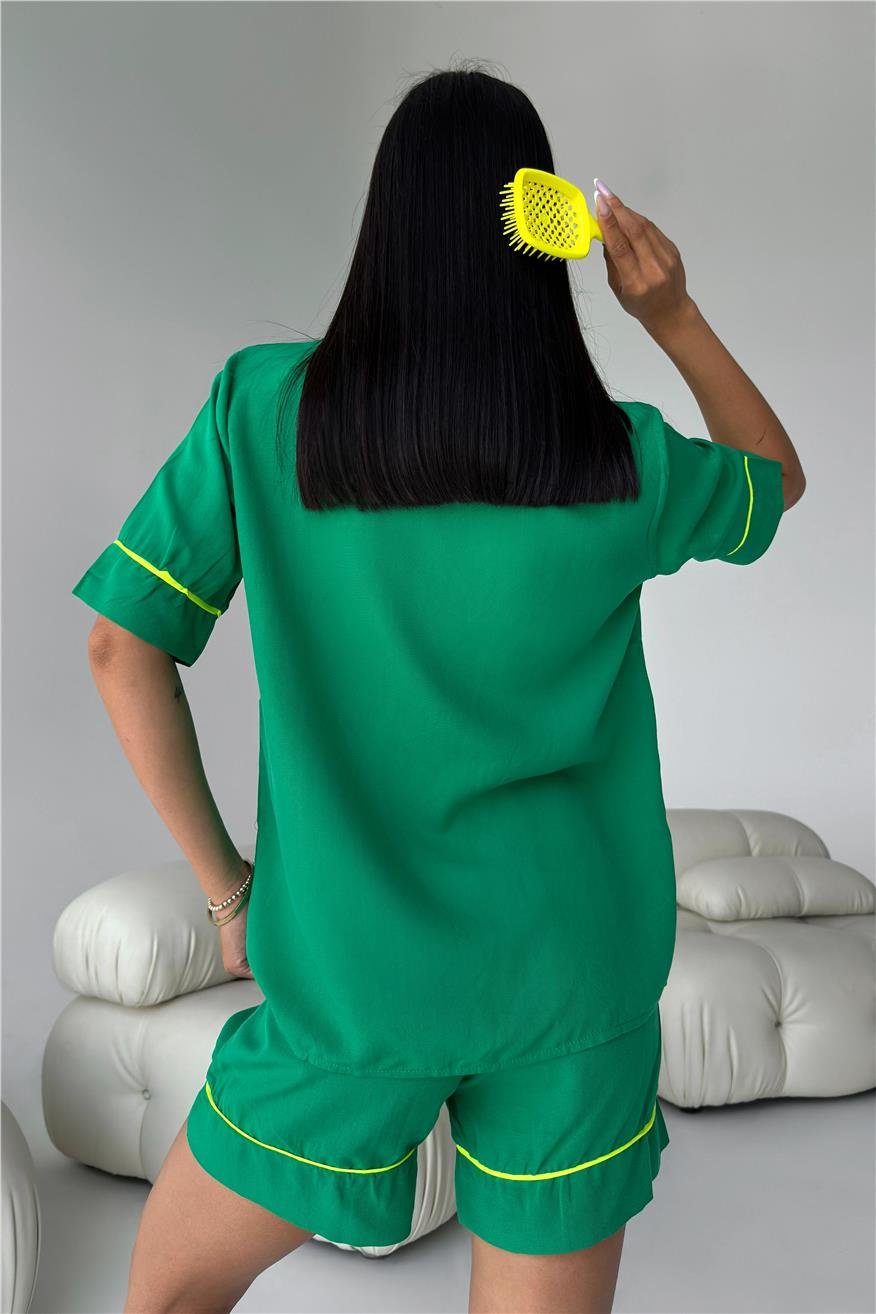 Sonno Luce Zümrüt Yeşili Viskon Kısa Pijama Takımı