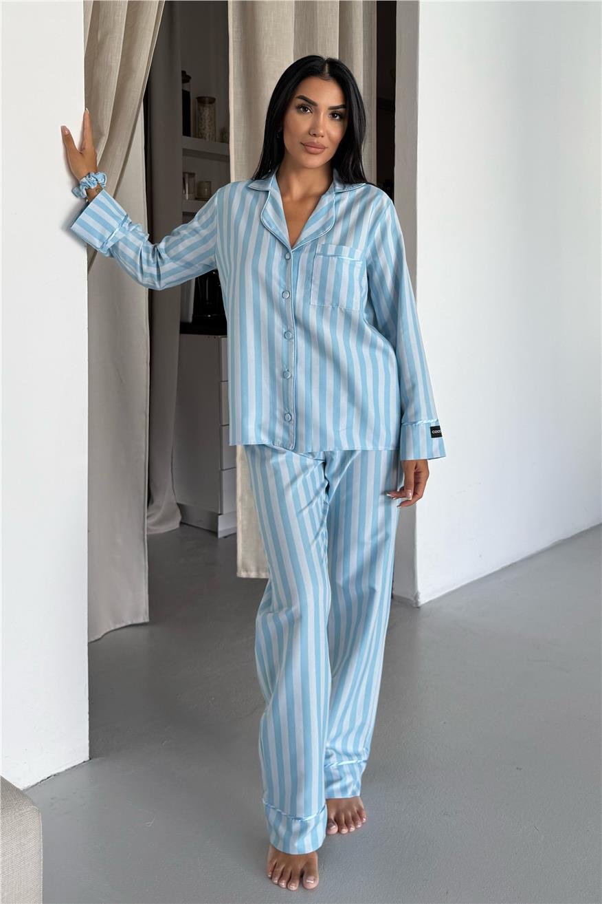 Sottile Selvaggio Bebe Mavisi Uzun Pijama Takımı