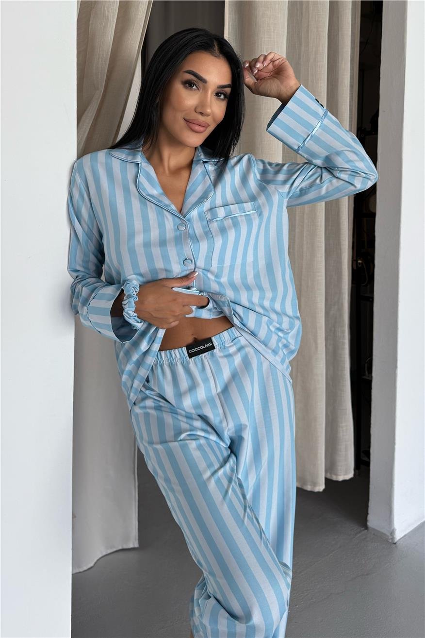 Sottile Selvaggio Bebe Mavisi Uzun Pijama Takımı