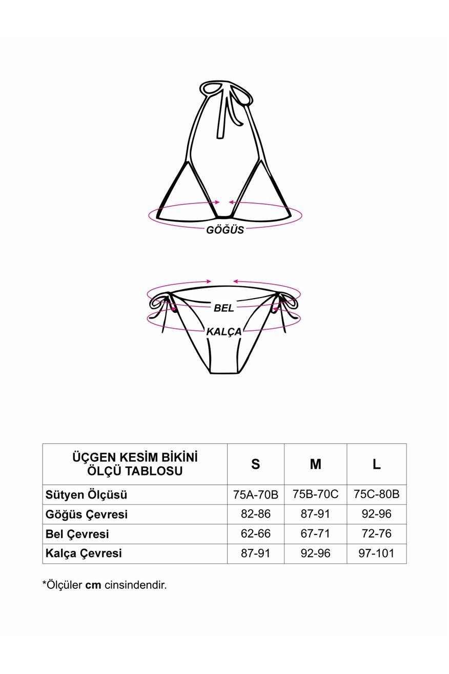 Üst ve Alt Kısmı İki Yandan Bağlamalı Açık Gri Üçgen Kesim Bikini