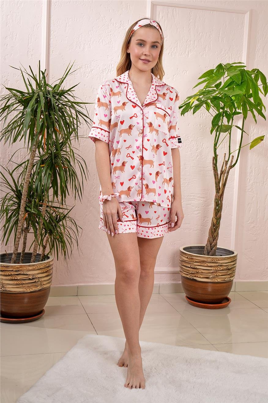 Vera Fansatia Saten Kısa Pijama Takımı VFK0102