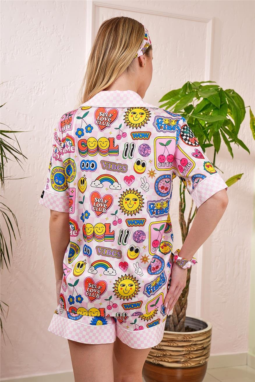Vera Fansatia Saten Kısa Pijama Takımı VFK0106