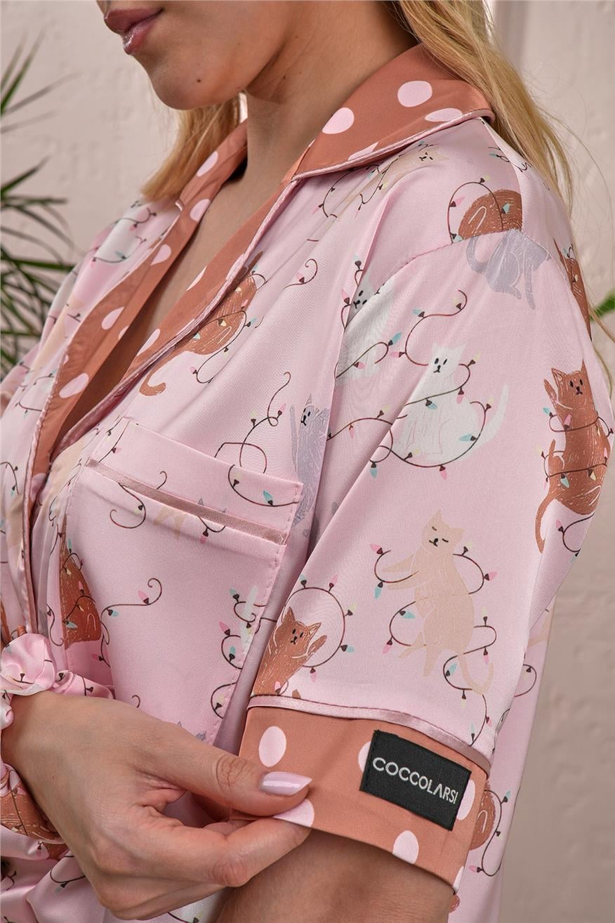 Vera Fansatia Saten Kısa Pijama Takımı VFK0311