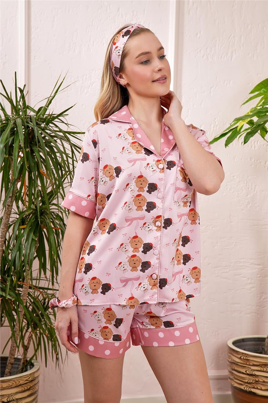 Vera Fansatia Saten Kısa Pijama Takımı VFK0307