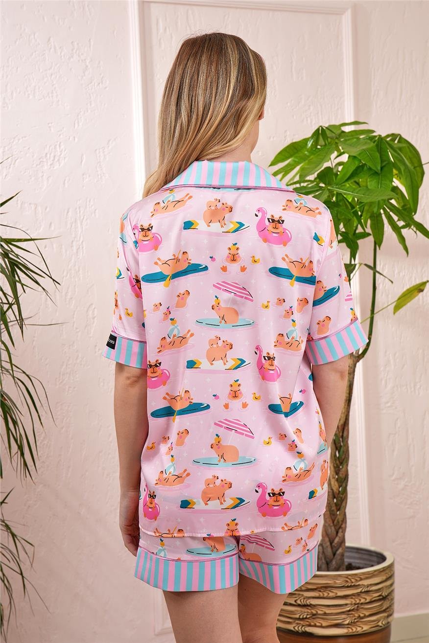 Vera Fansatia Saten Kısa Pijama Takımı VFK0204