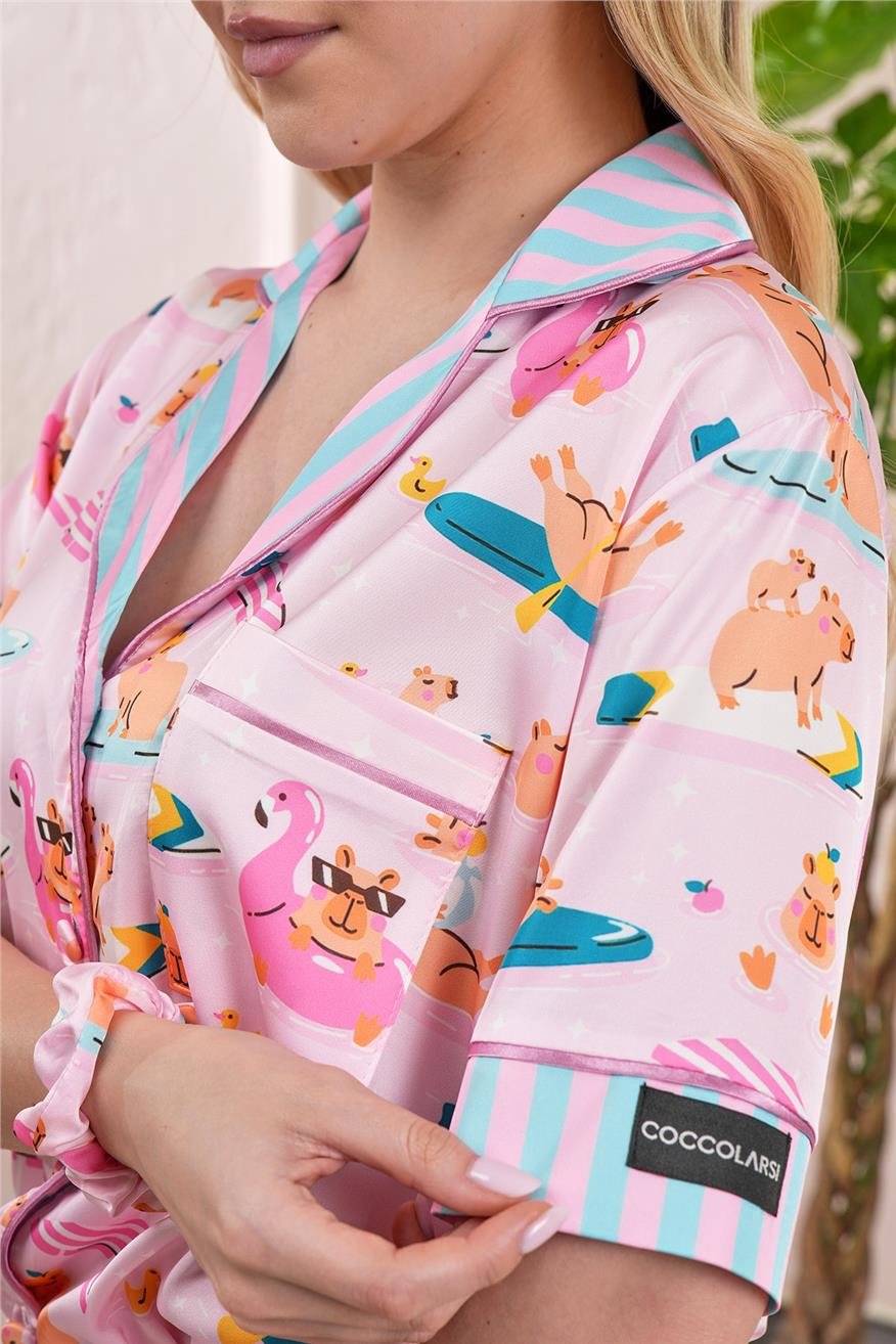 Vera Fansatia Saten Kısa Pijama Takımı VFK0204