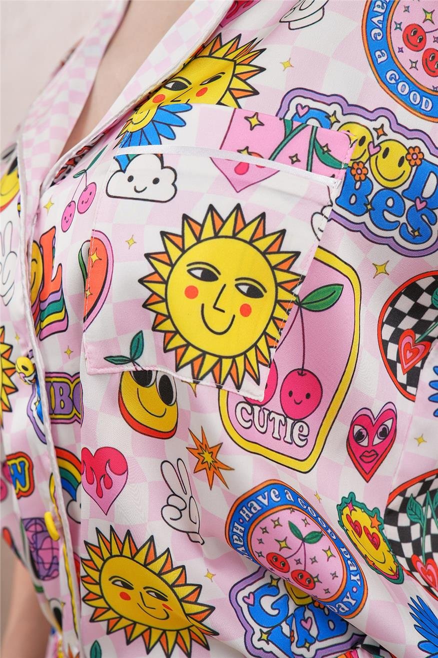 Vera Fansatia Saten Kısa Pijama Takımı VFK0106