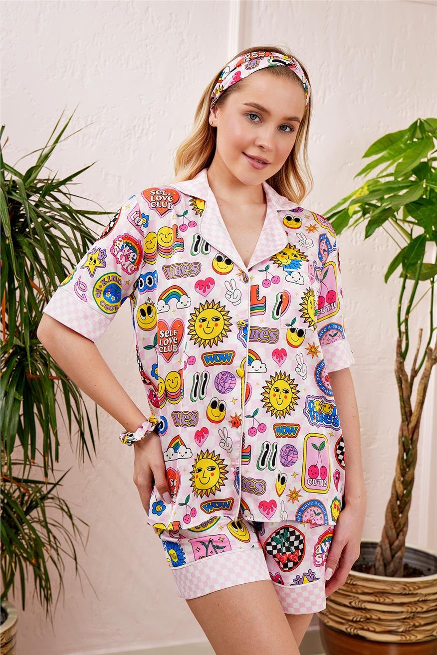 Vera Fansatia Saten Kısa Pijama Takımı VFK0106