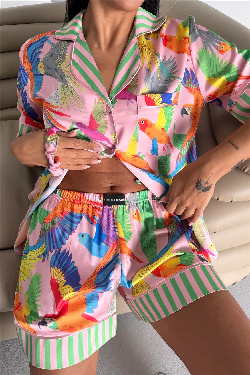 Viaggio Creativo Saten Kısa Pijama Takımı VCN2315
