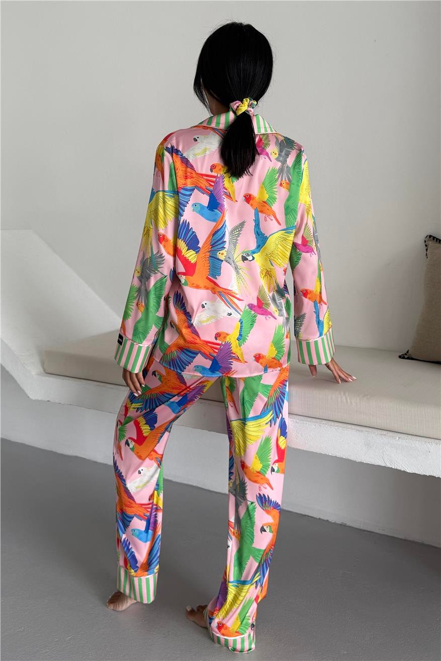 Viaggio Creativo Saten Uzun Pijama Takımı VCK0315