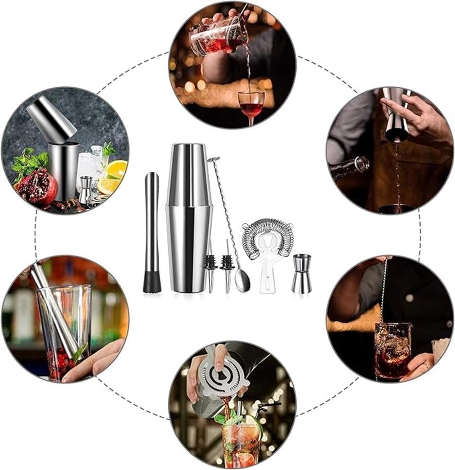 Vosco 7 Parça Avantajlı Kokteyl Set Boston Shaker (750Ml)