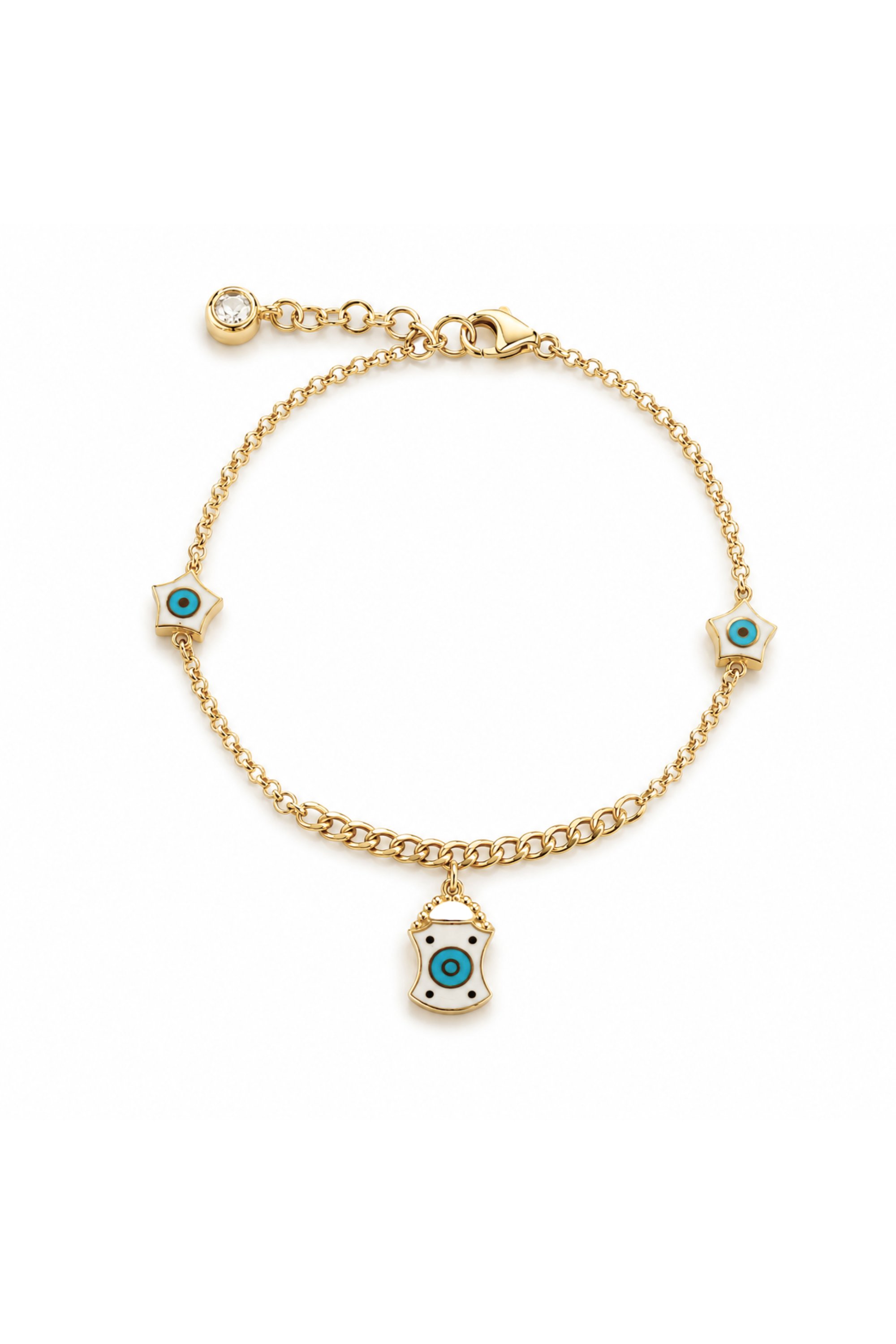 Beyaz Mineli Yıldız Çanta Sallantılı Bracelet