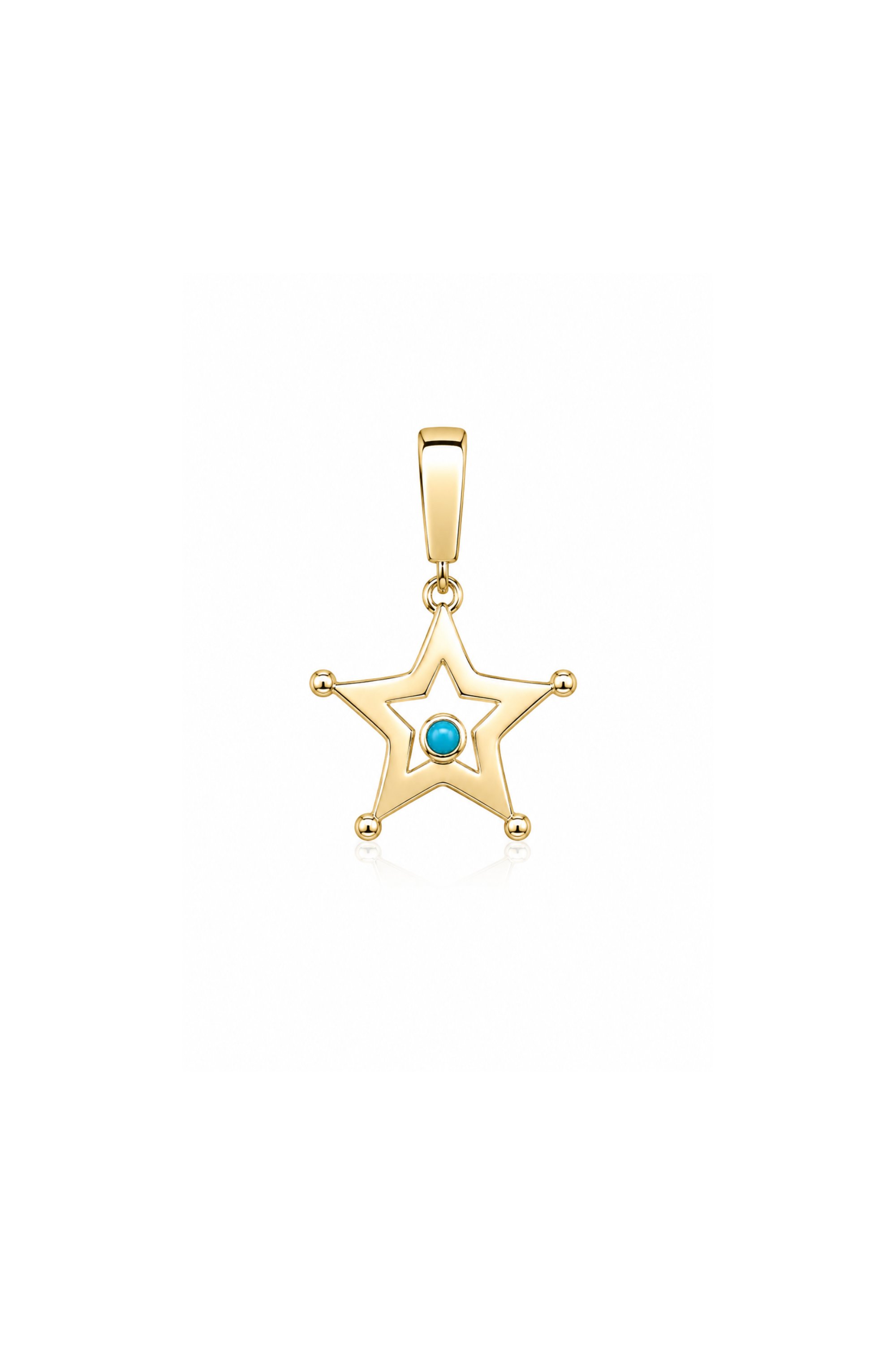 Mavi Mineli Yıldız Kilitli Charm Pendant