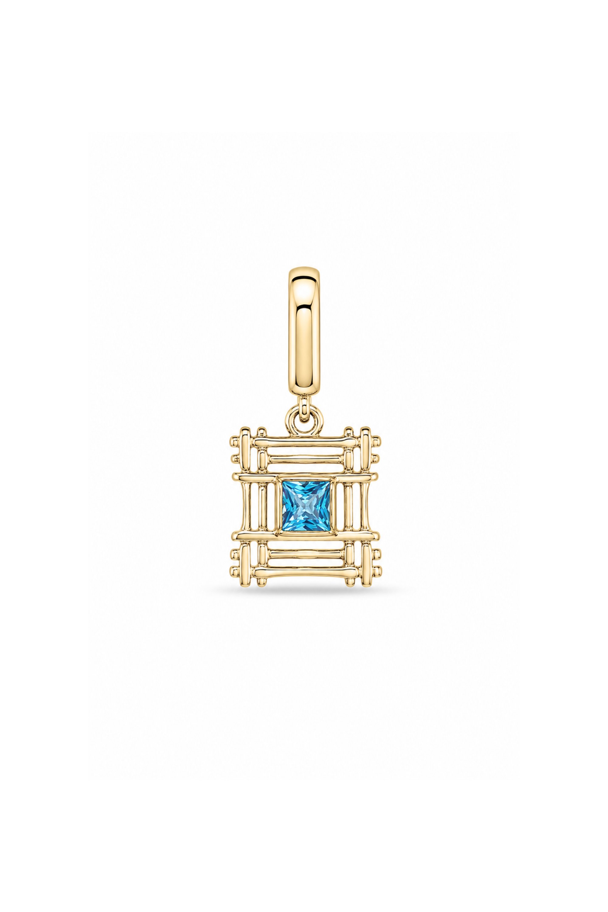 Mavi Stone Örgü Çerçeand Kilitli Charm Pendant