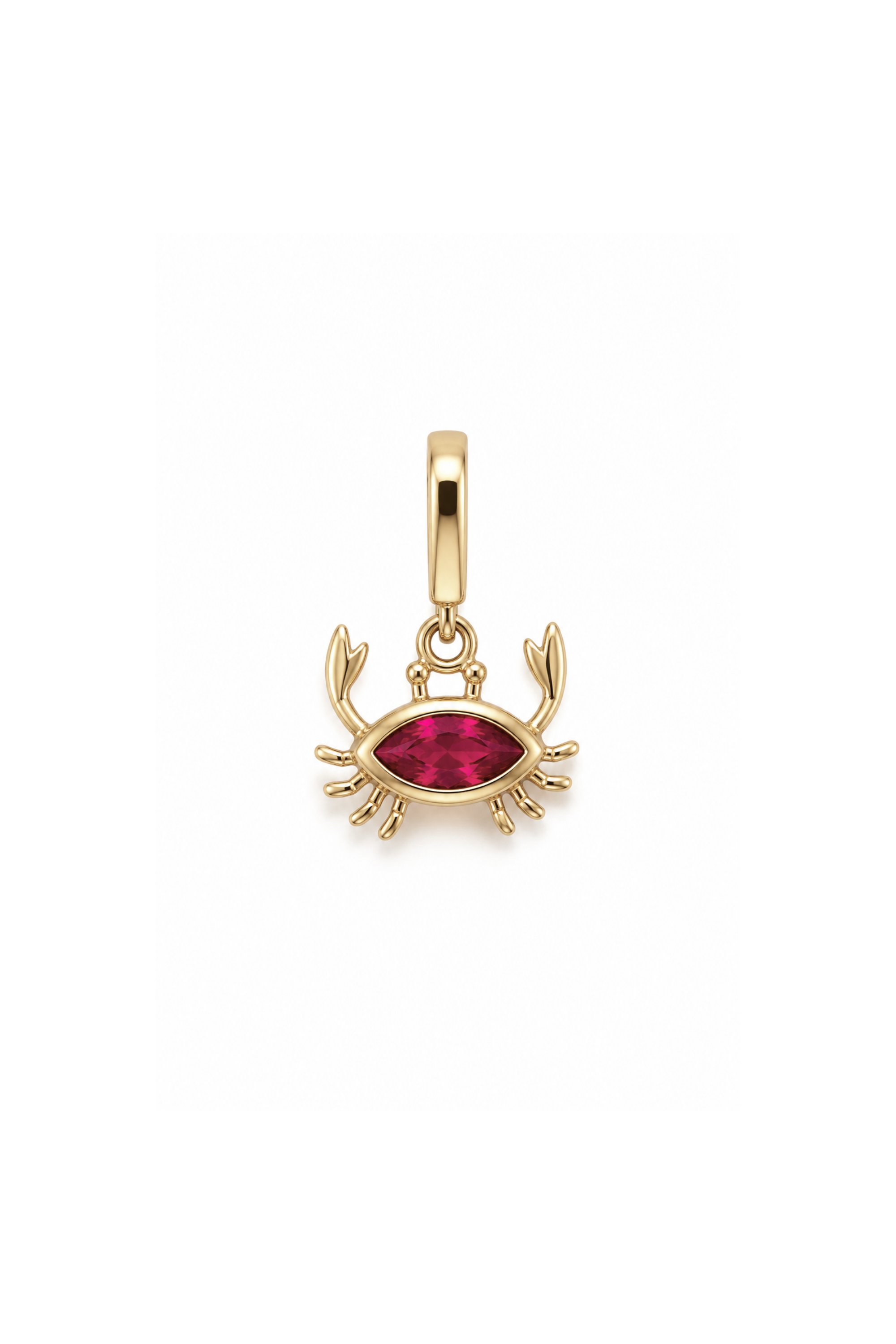 Pembe Stone Yengeç Kilitli Charm Pendant