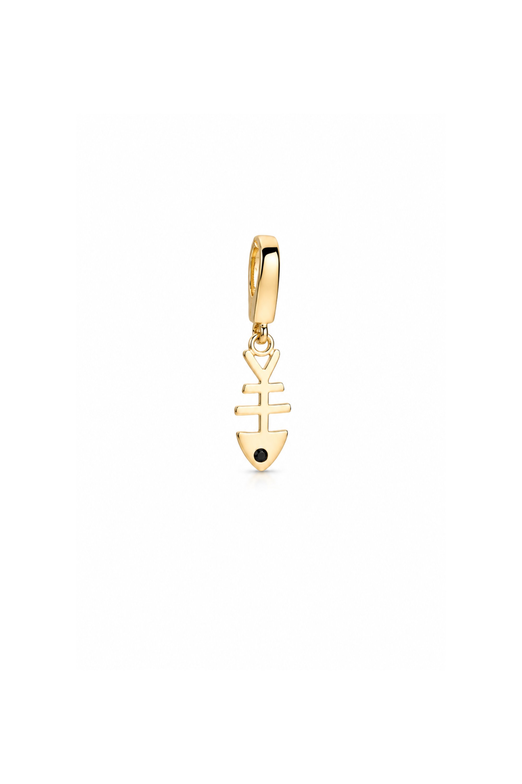 Siyah Stone Balık Kılçık Kilitli Charm Pendant