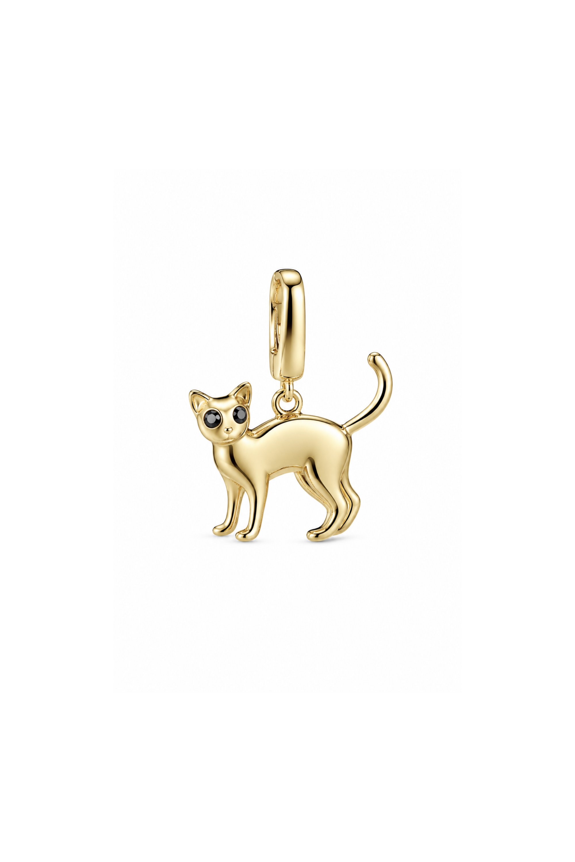 Siyah Stone Cat Kilitli Charm Pendant
