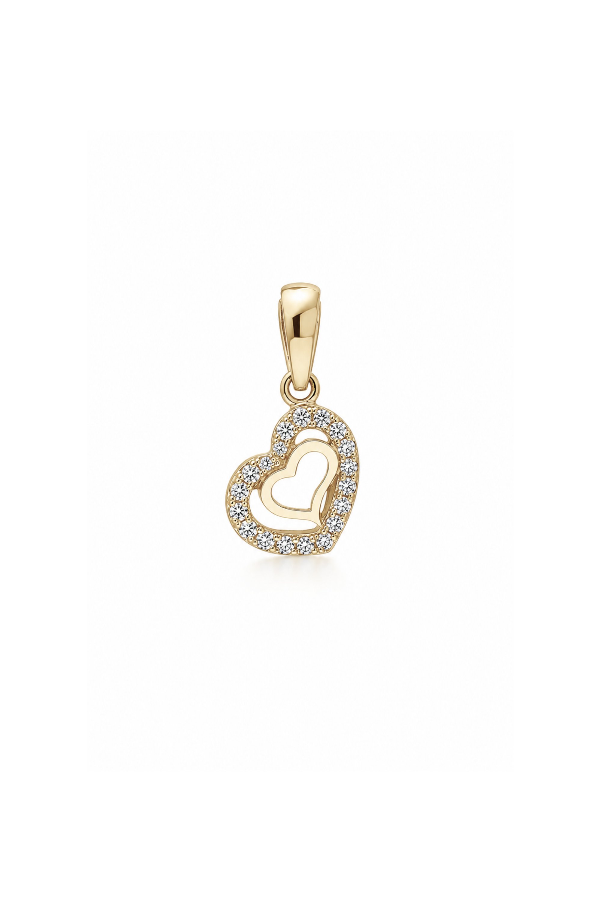 Taşlı Double Heart Kalp Kolye Ucu
