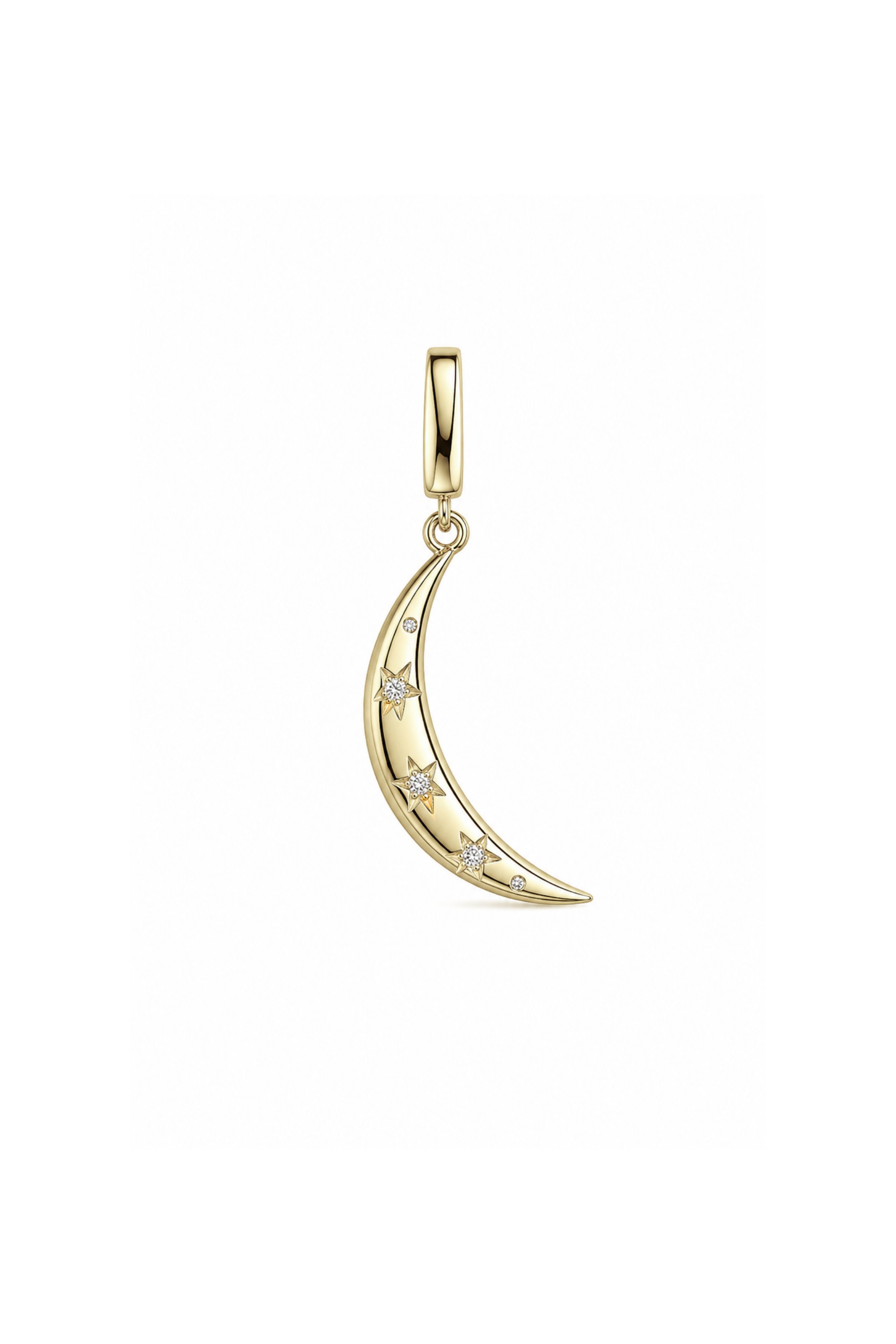Stone Hilal Ay Kilitli Charm Pendant