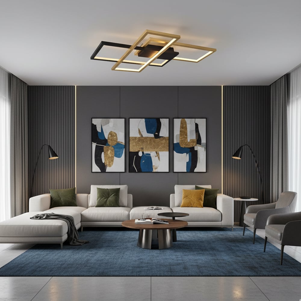 4158-1-20 Square 3'Lü Plafonyer Eskitme