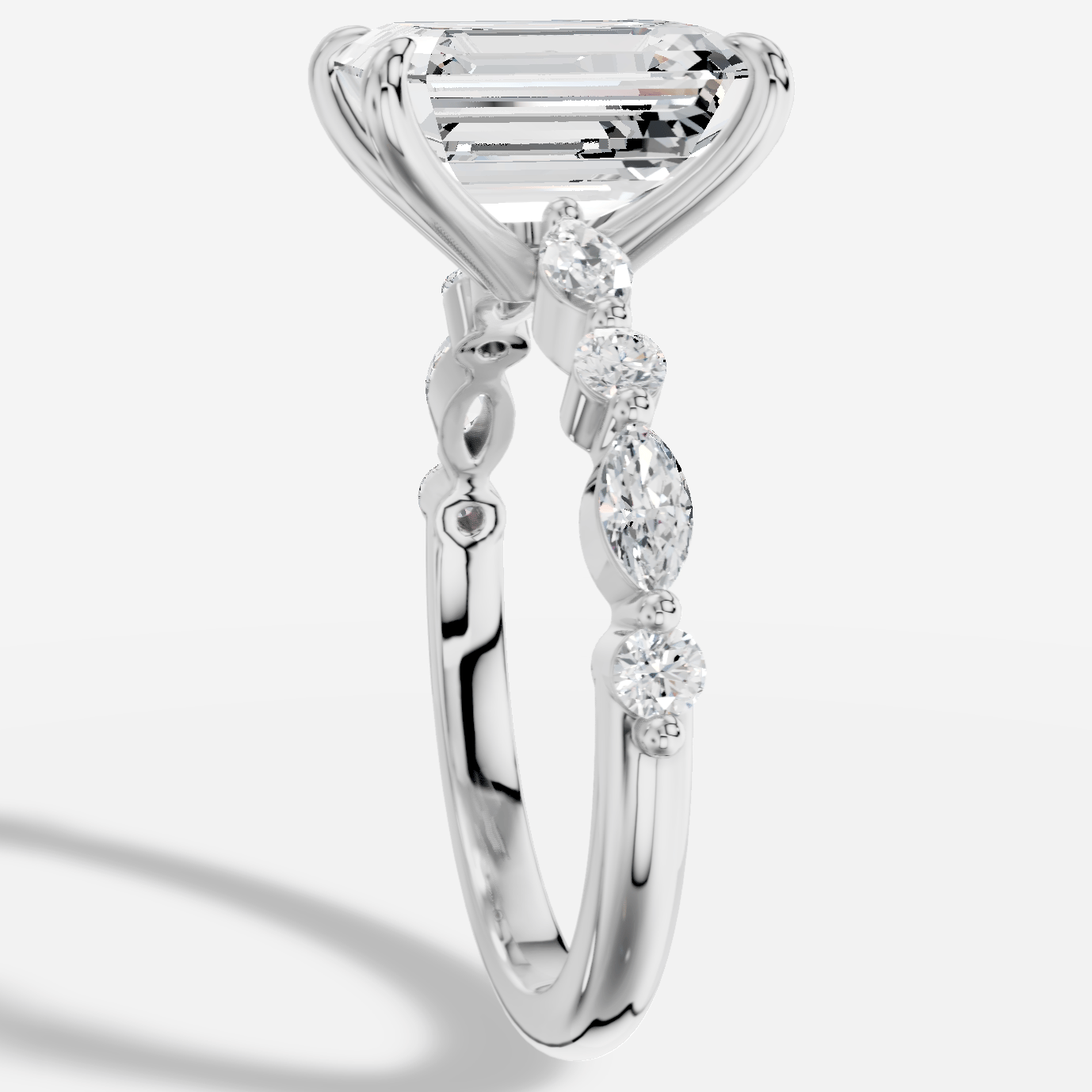 Royelle Emerald Kesim Exclusive Laboratuvar Pırlanta Yüzük | X Diamond