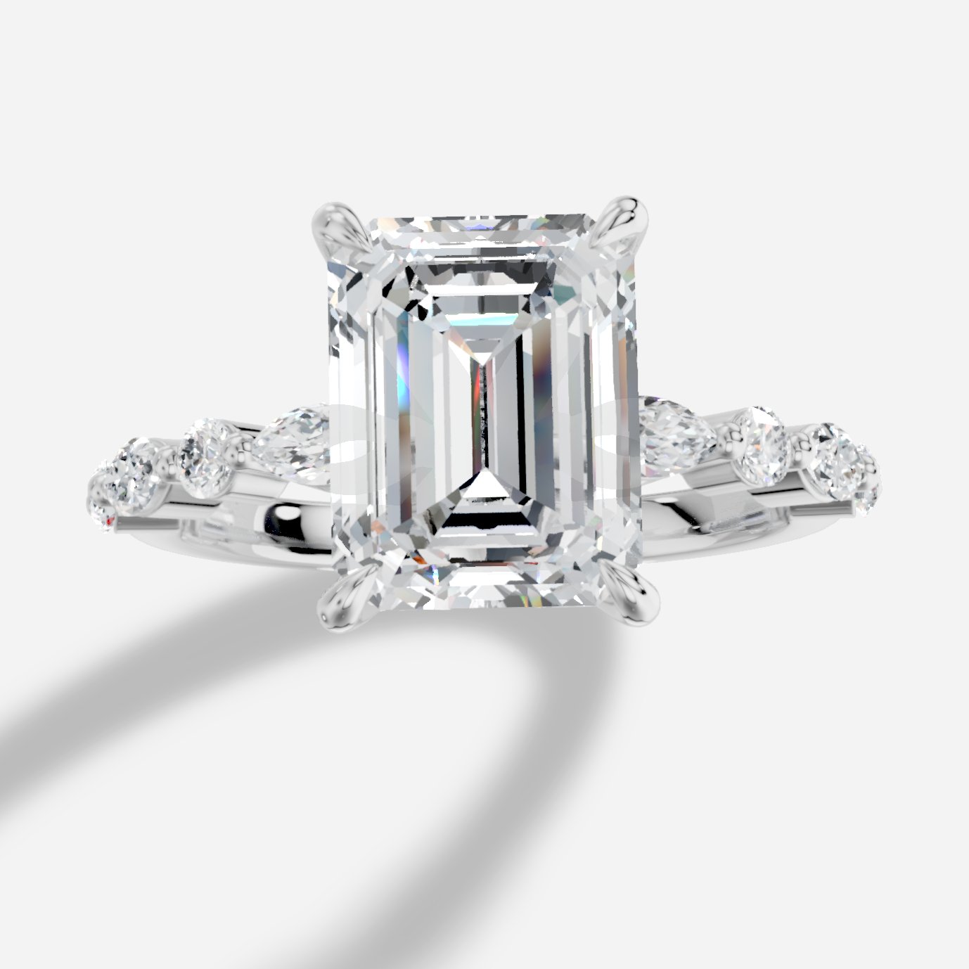 Royelle Emerald Kesim Exclusive Laboratuvar Pırlanta Yüzük | X Diamond