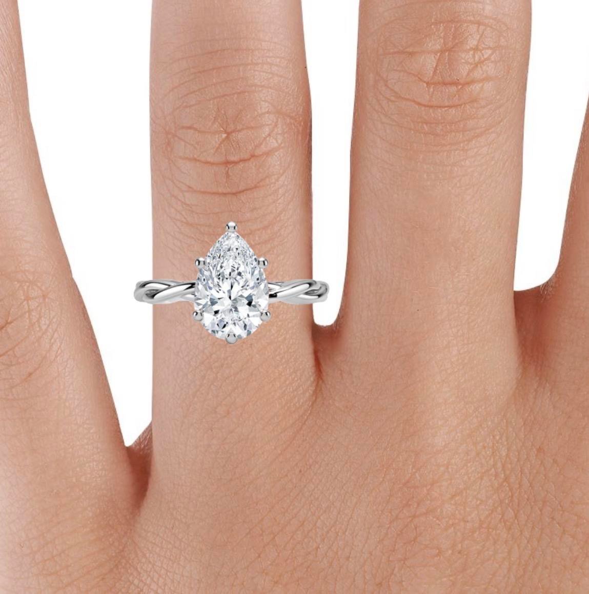 13062013 Lab Grown Pırlanta Tektaş Yüzük | 2.00 karat Damla | Arianne | Xdiamond