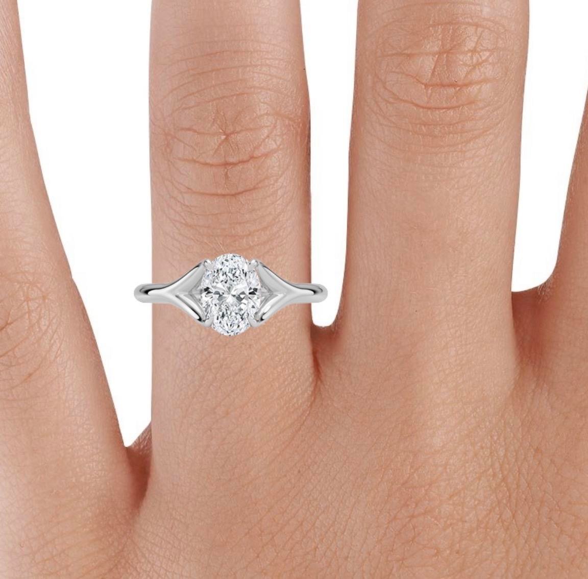 11041015 Laboratuvar Pırlantası Tektaş Yüzük | 1.00 karat Oval | Aetheria | Xdiamond