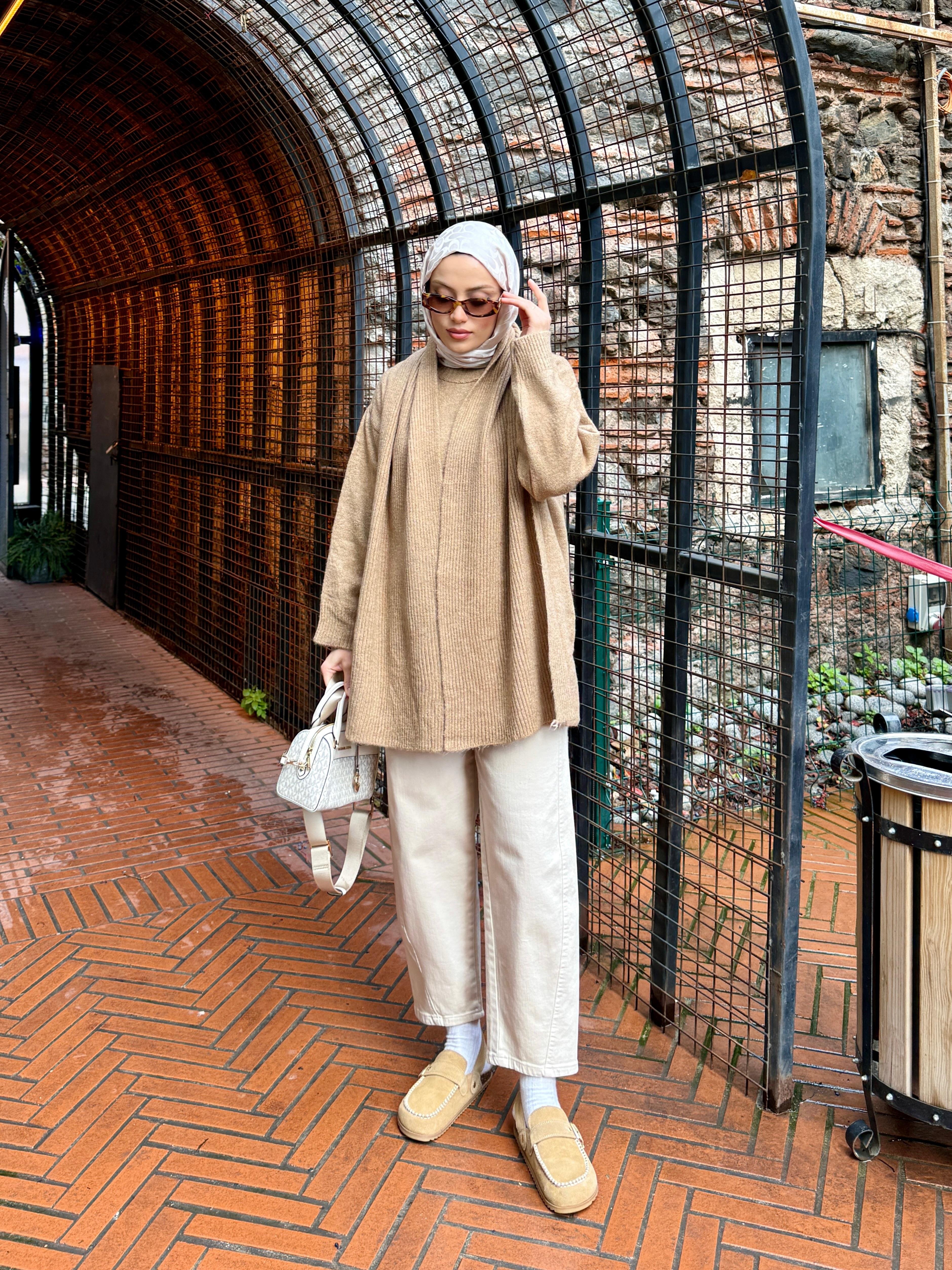 Atkılı Vizon Oversize Kazak