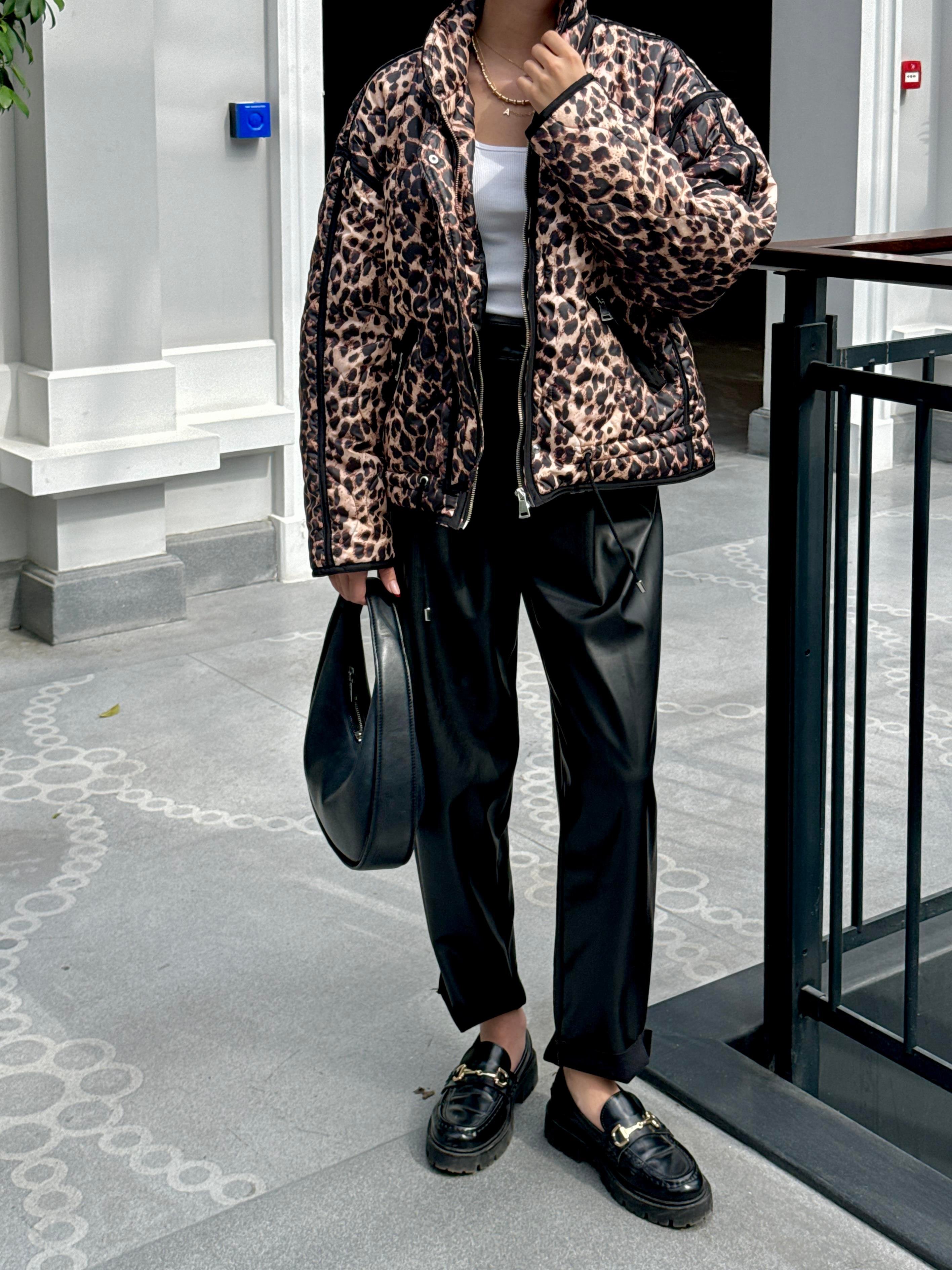 Biye Detaylı Leopar Mont 