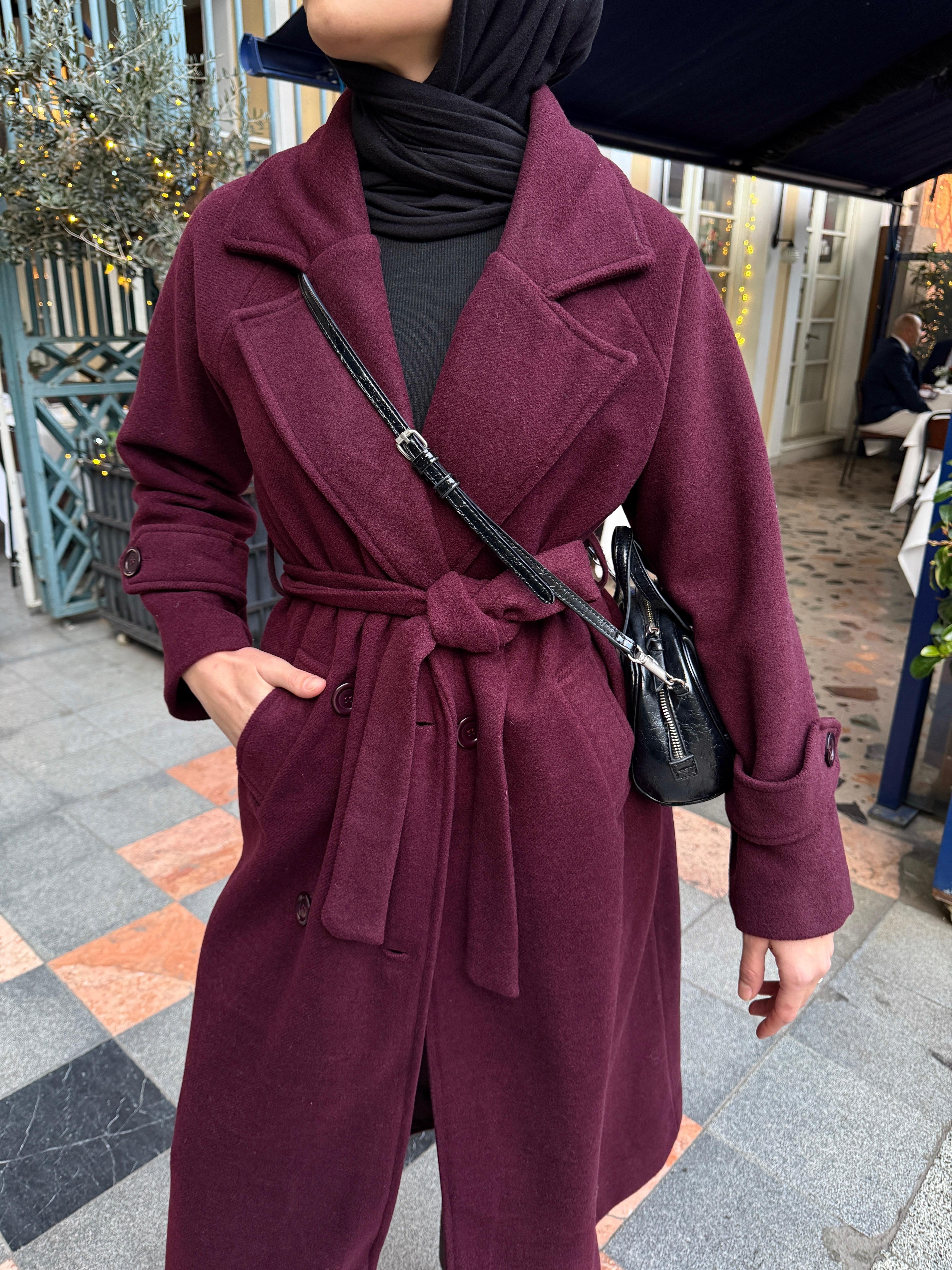 Bordo Kaşe Kaban