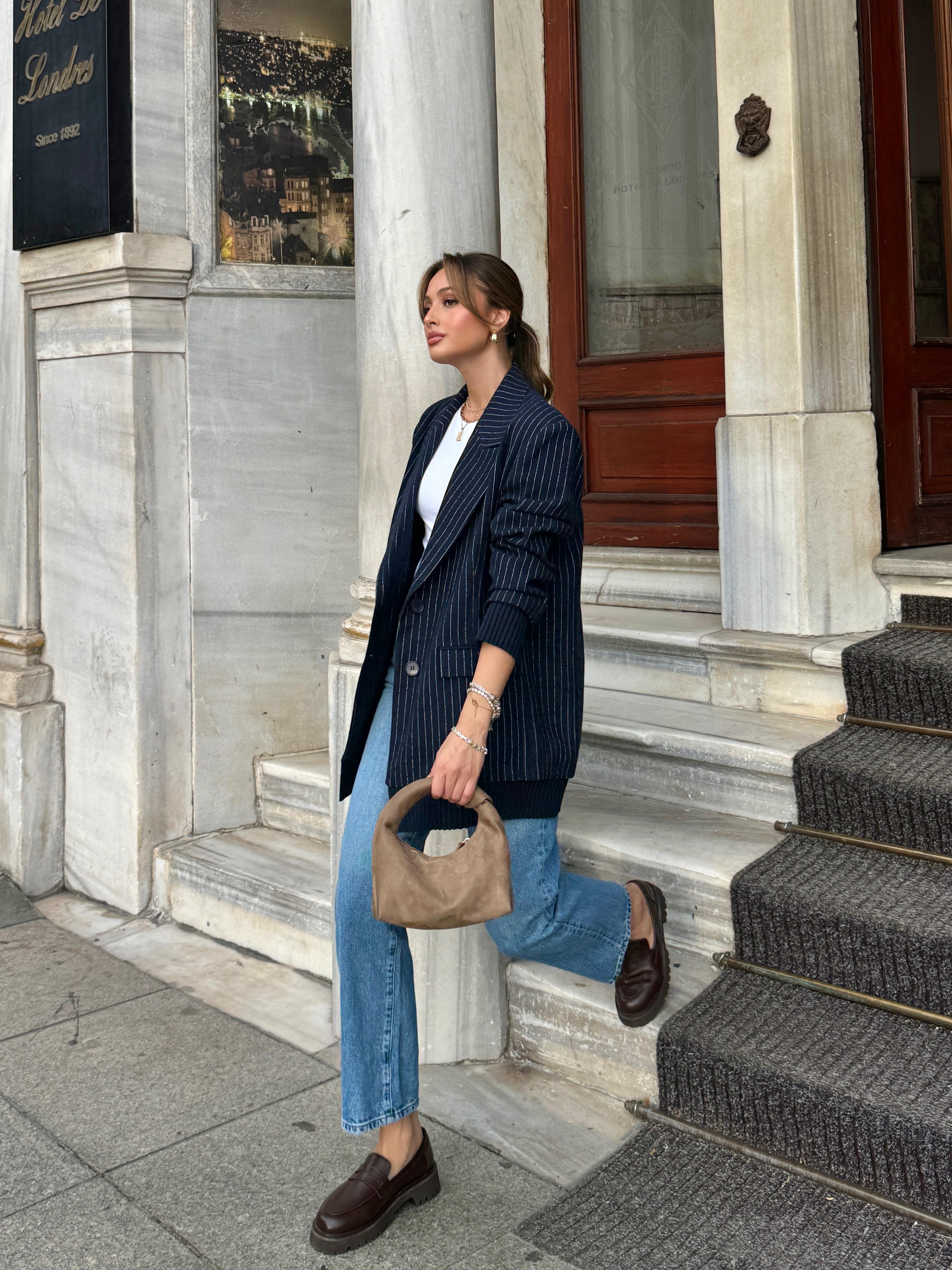 Çizgili Oversize Ceket