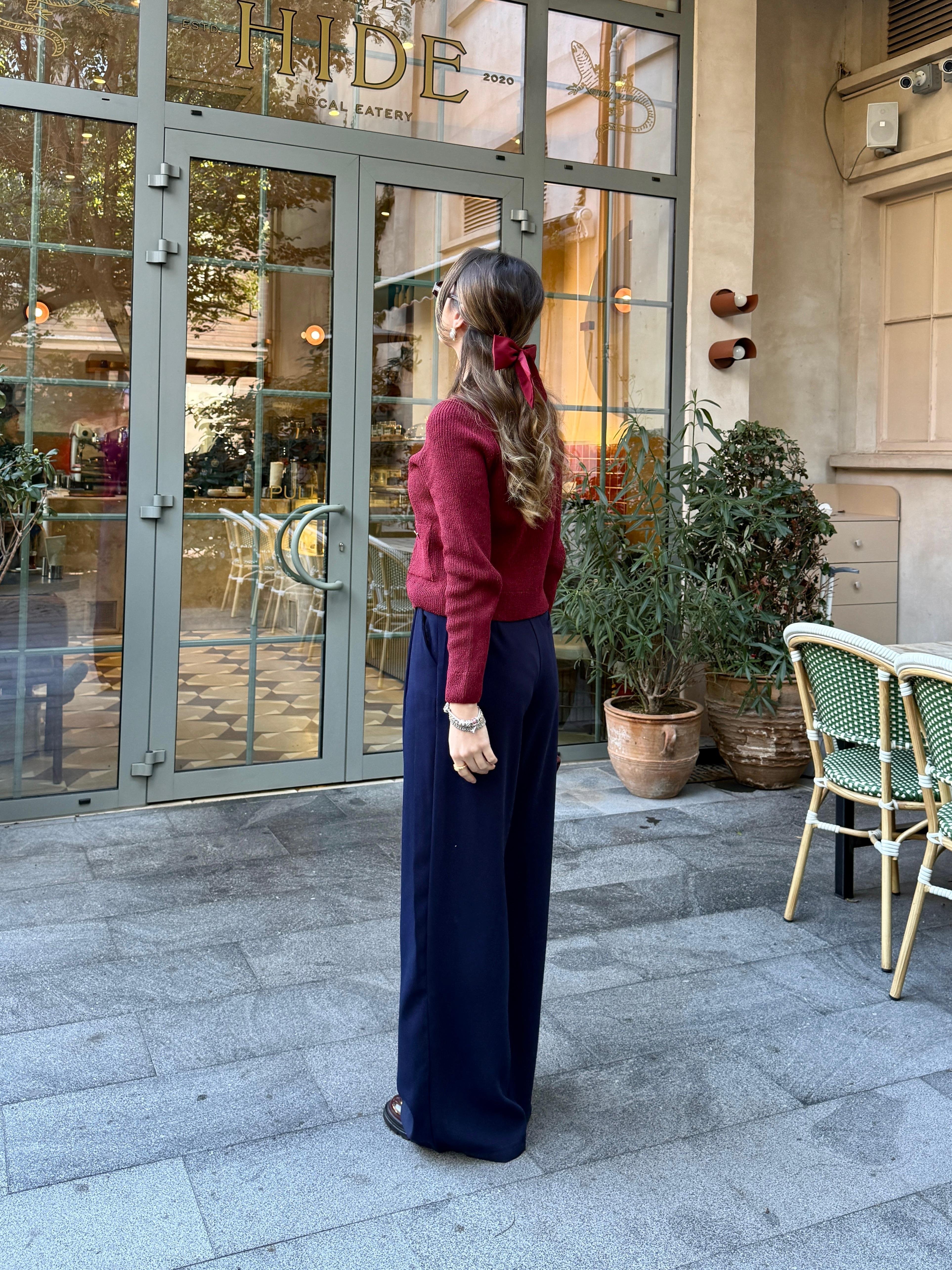 Düğmeli Minik Cepli Bordo Hırka