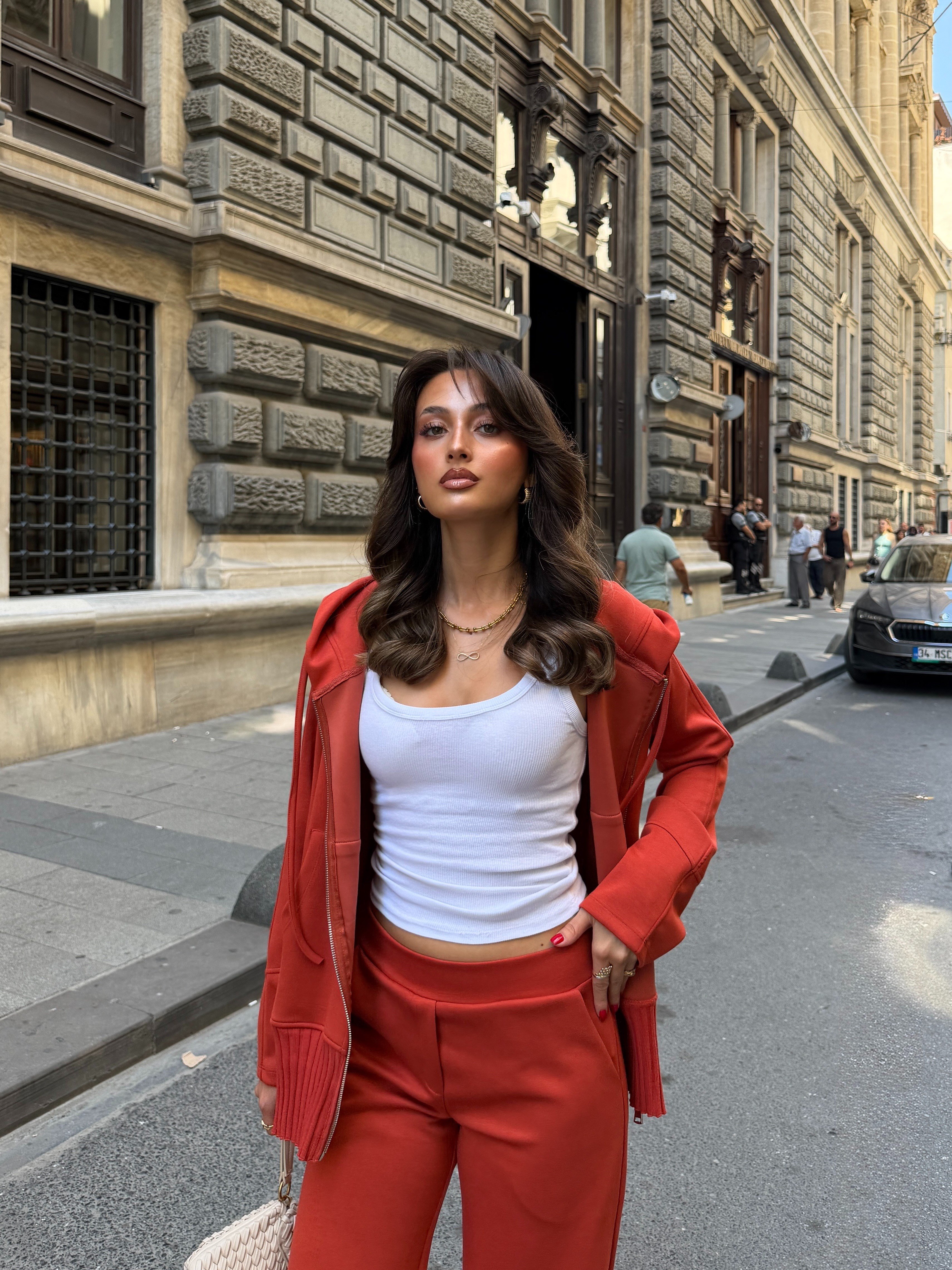 Fermuarlı Sweatshirt  Eşofman Takım Taba