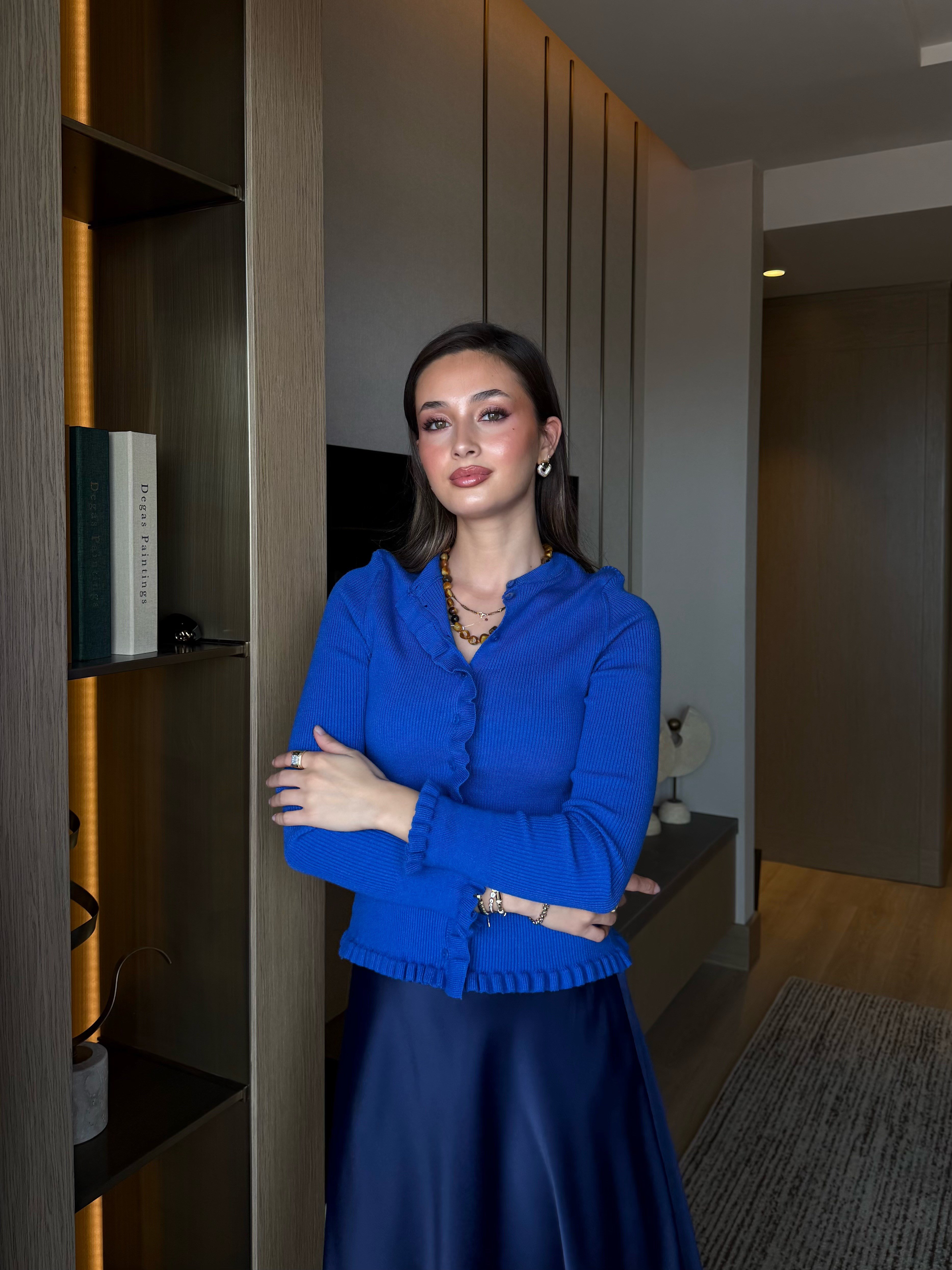 Fırfır Detaylı Hırka Sax