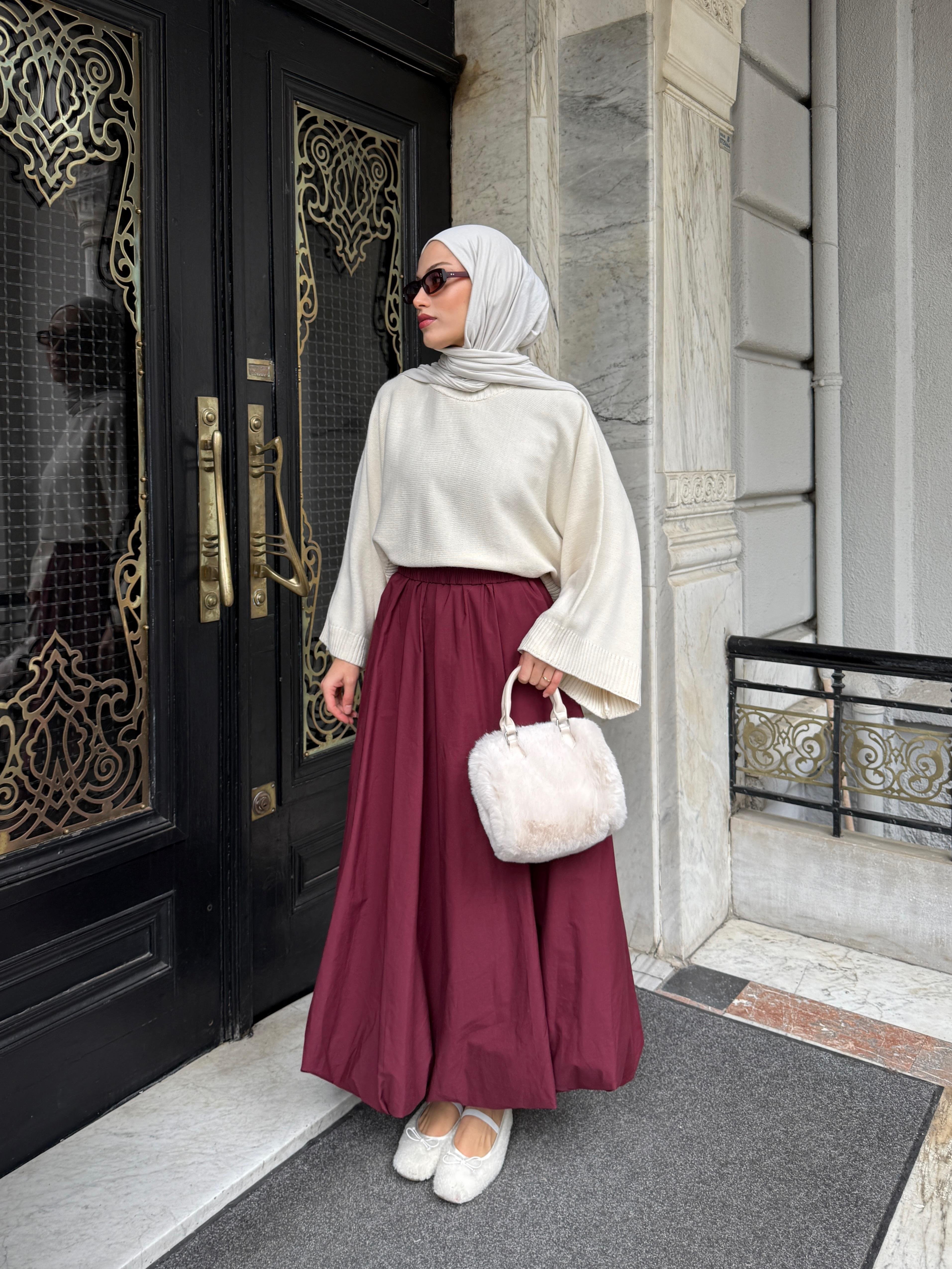 Geniş Kol Oversize Bej Triko Kazak