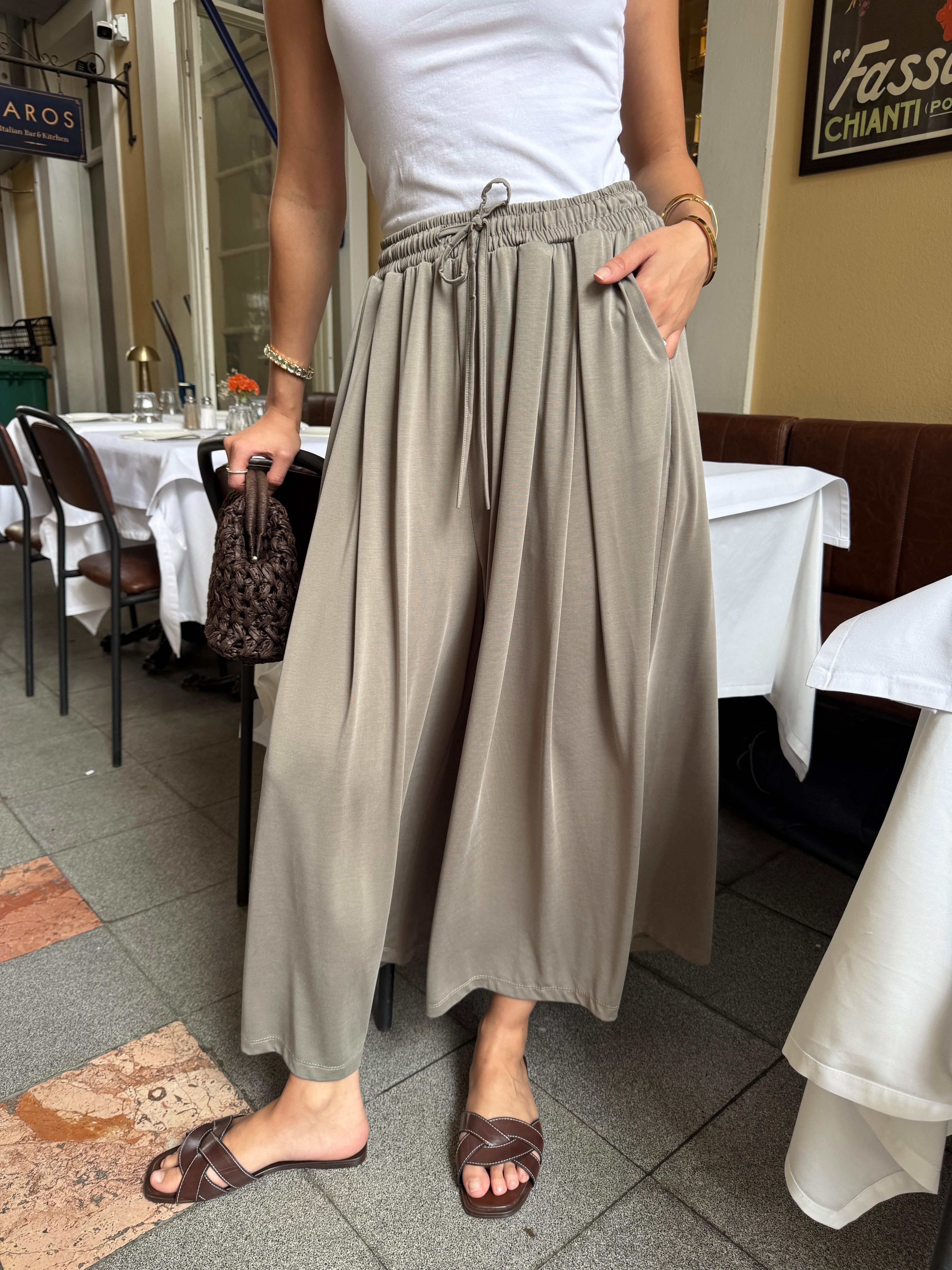 Geniş Paça Oys Pantolon Vizon