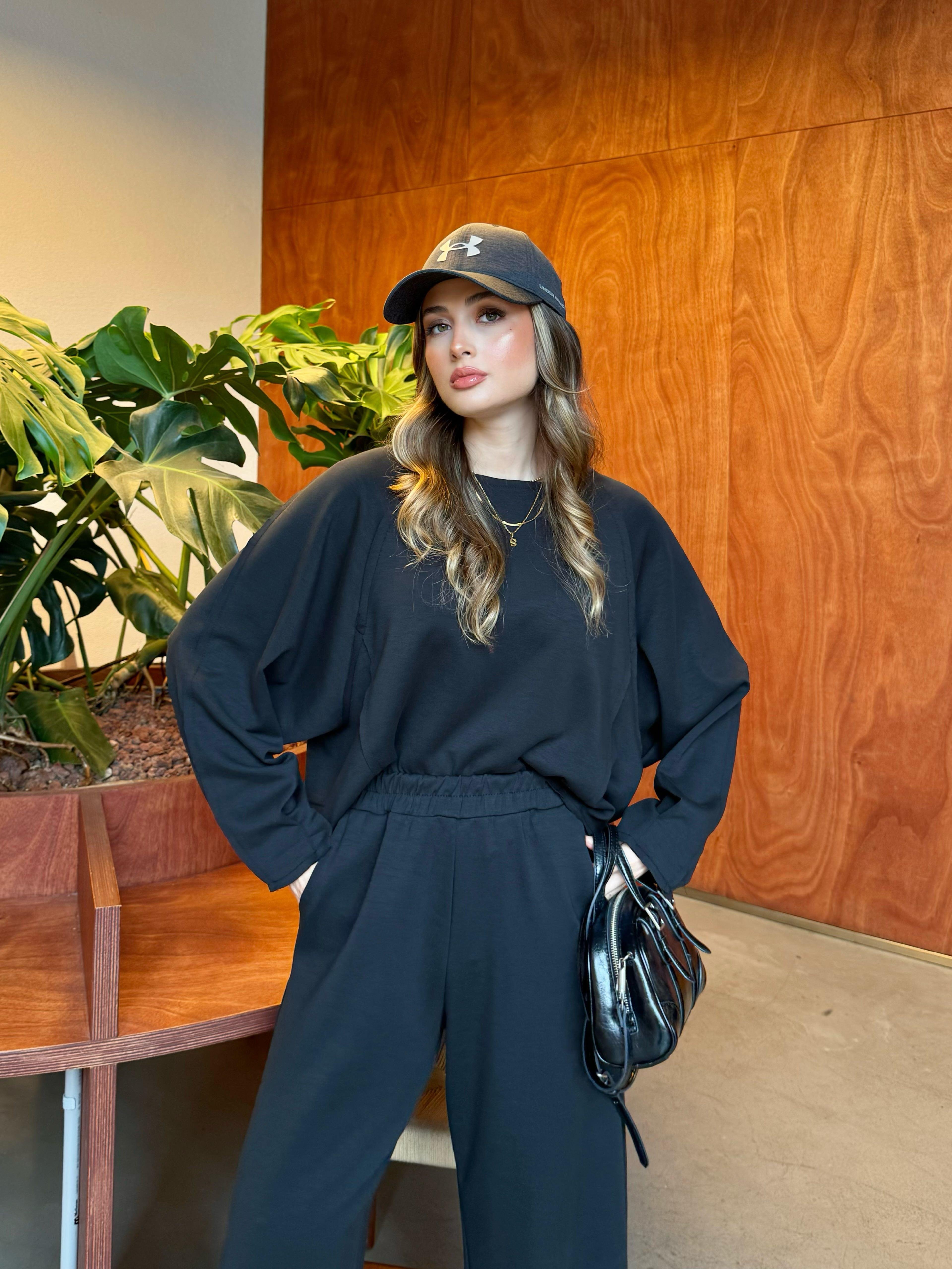 Geniş Paça Siyah Oys Takım
