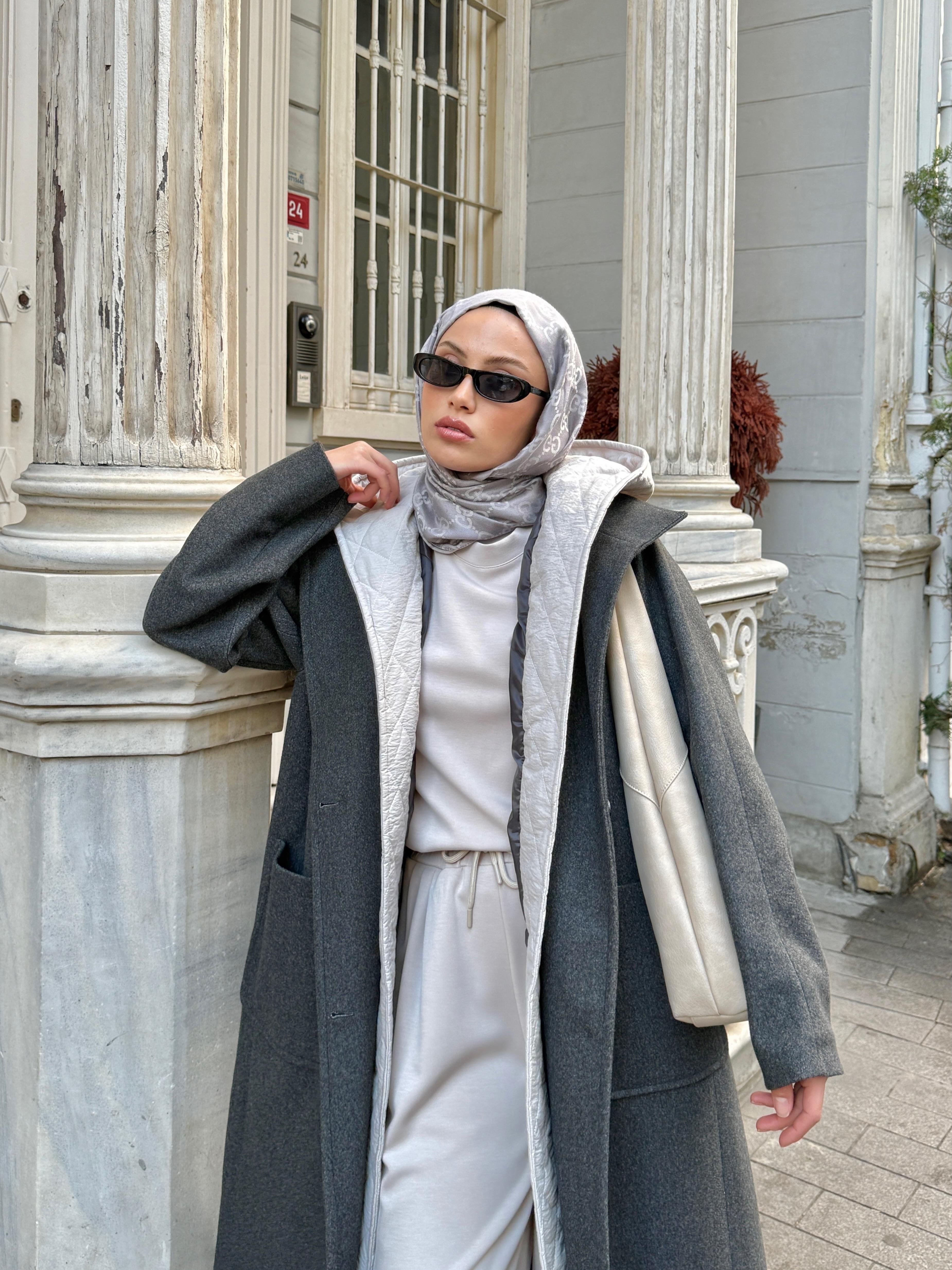 Kapüşonlu Oversize Kaban 