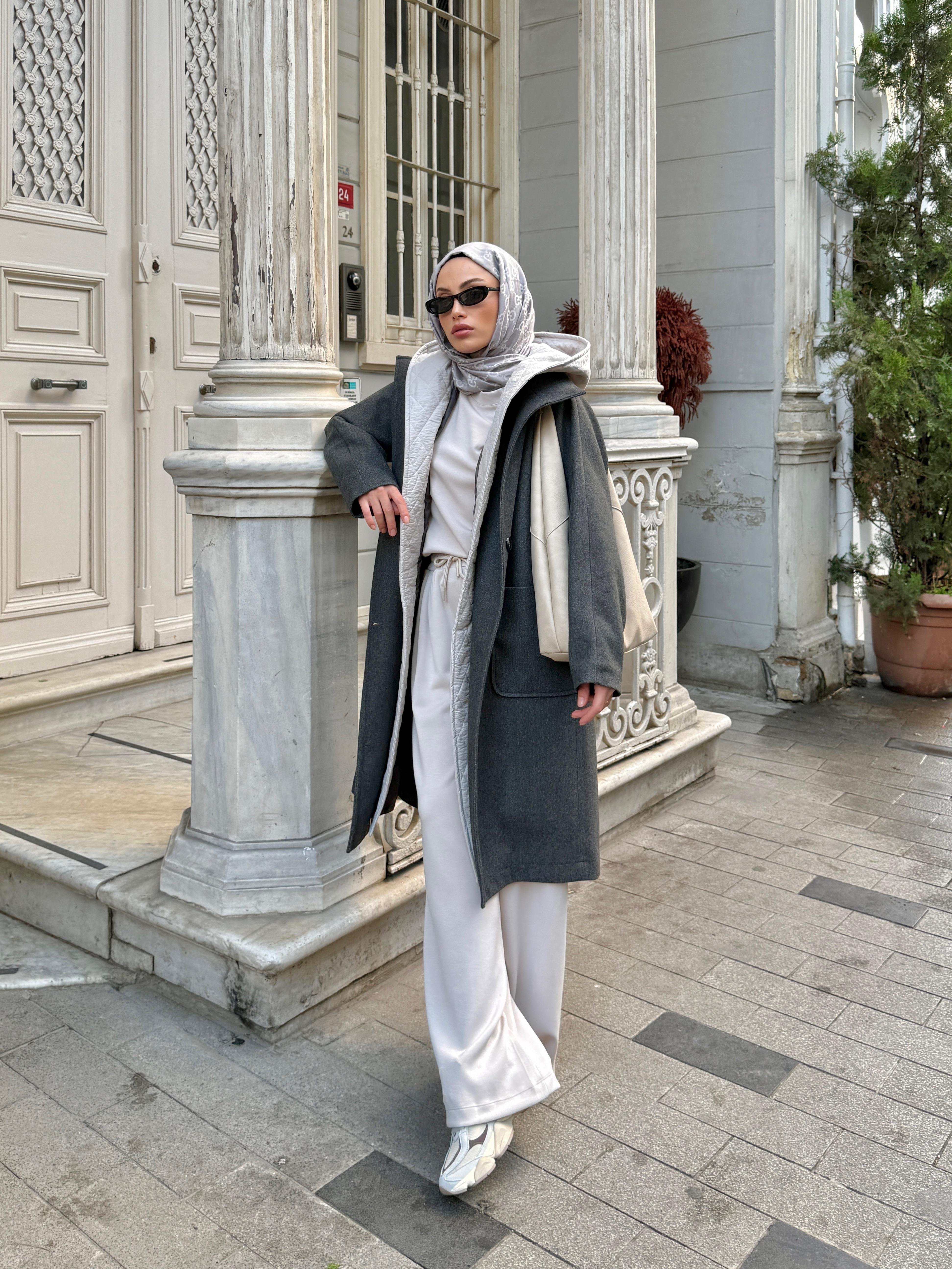 Kapüşonlu Oversize Kaban 