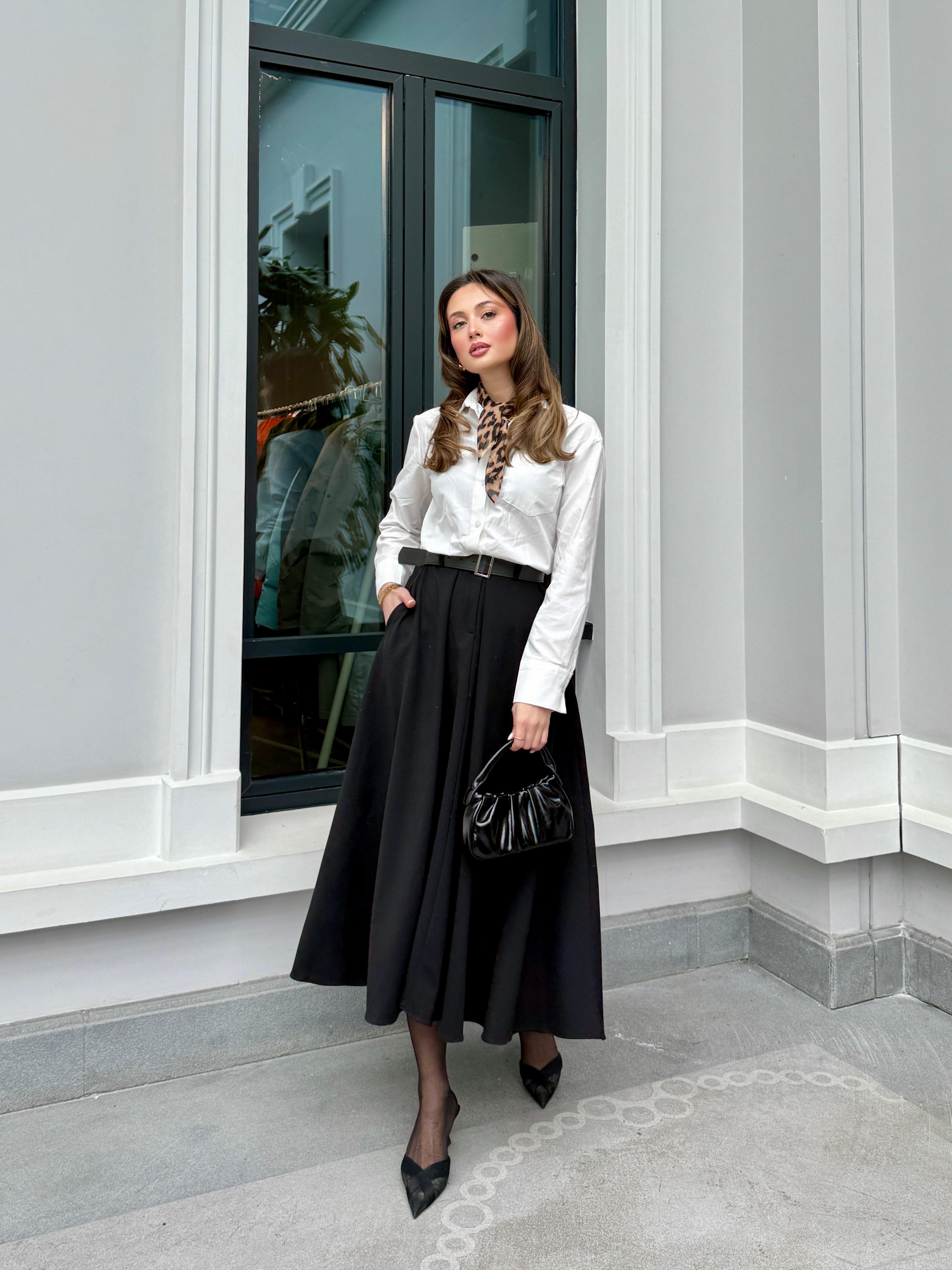 Kemerli Maxi Siyah Elbise