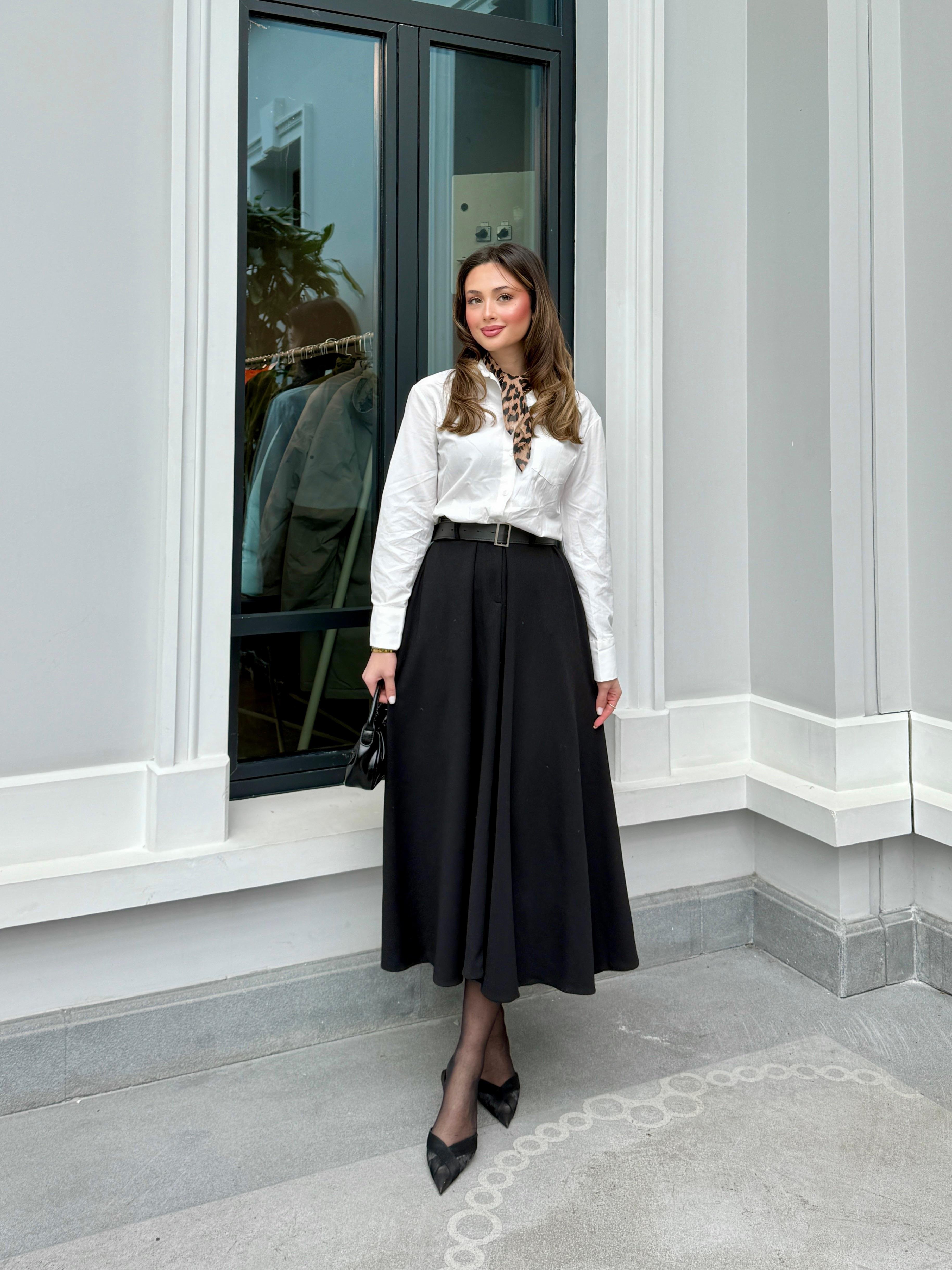 Kemerli Maxi Siyah Elbise