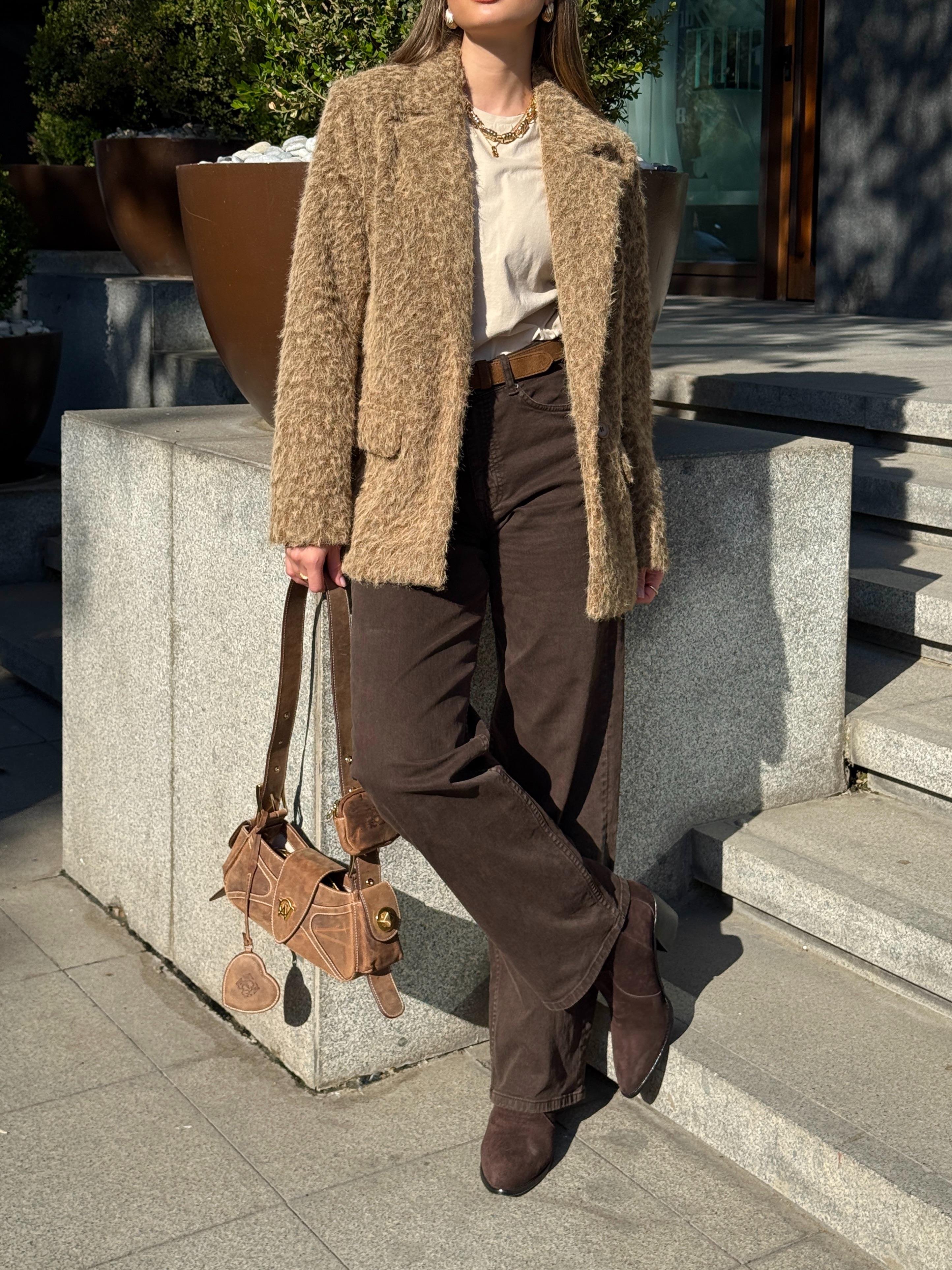 Kırçıllı Camel Blazer Ceket